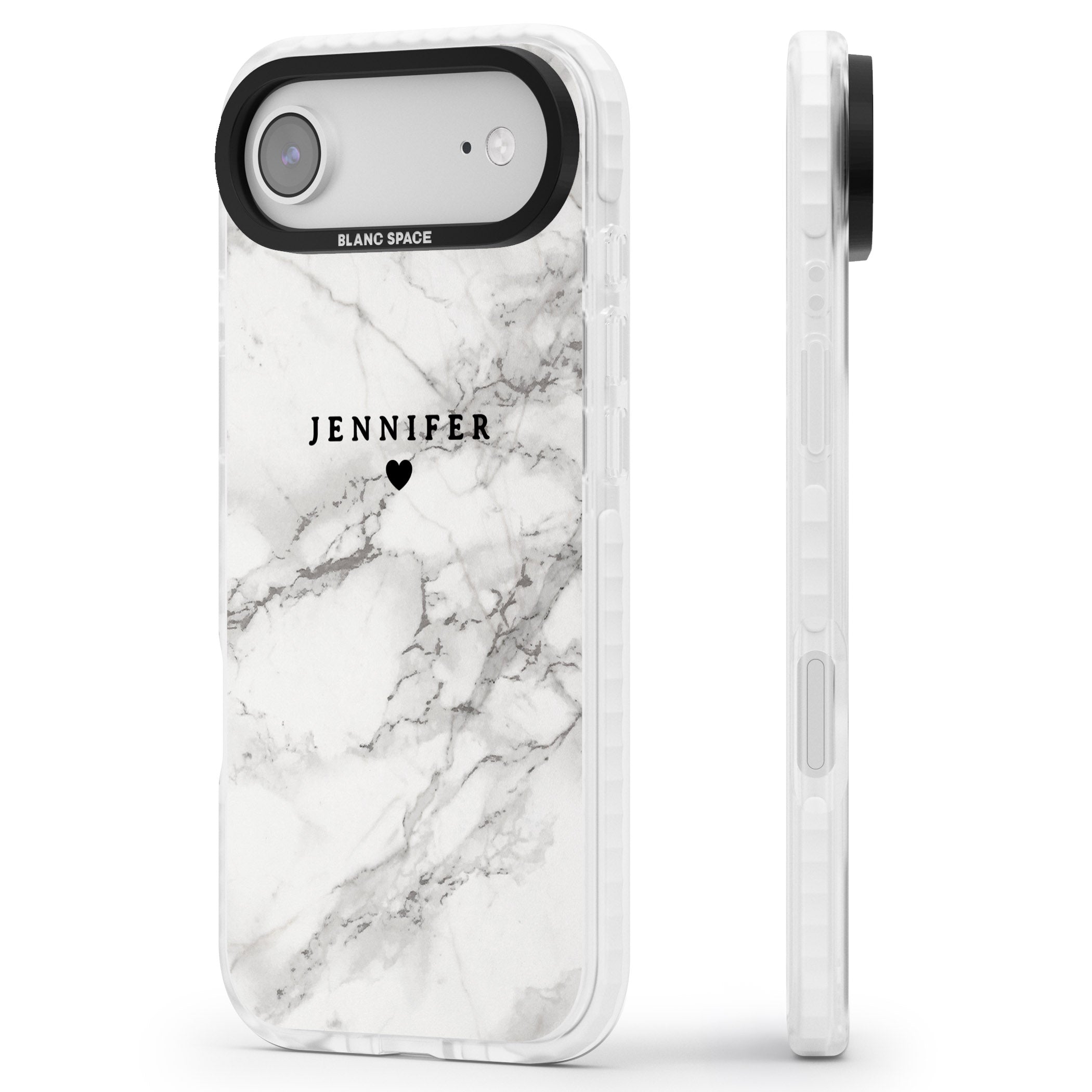 Personalised Classic Grey Marble iPhone 17 Air Impact Clear Phone Case Side Profile
