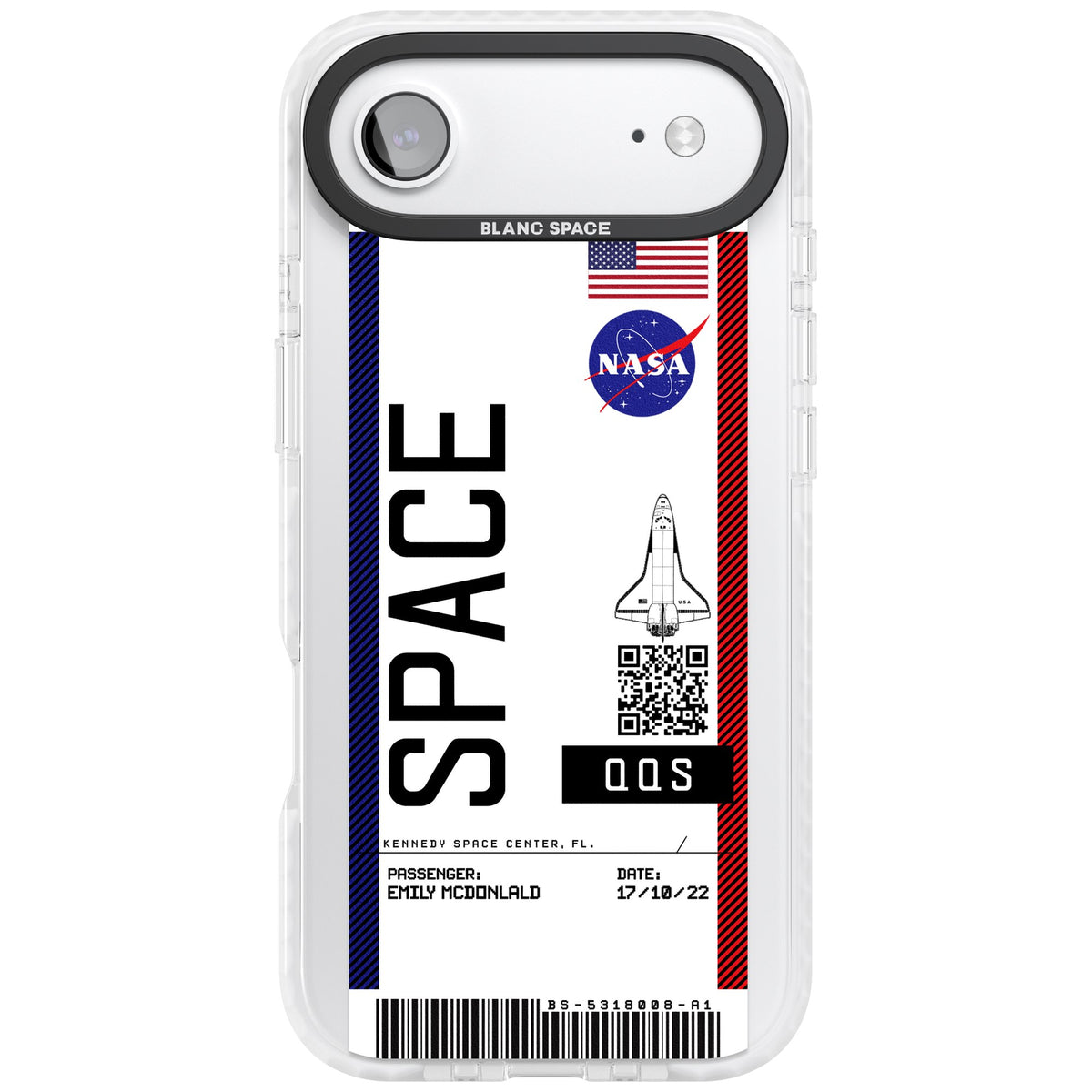 Personalised Nasa Boarding Pass (Light) iPhone Air Impact Clear Phone Case front