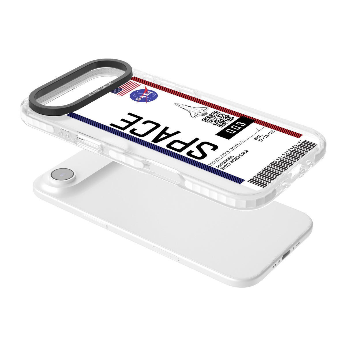Personalised Nasa Boarding Pass (Light) iPhone Air Impact Clear Phone Case angled
