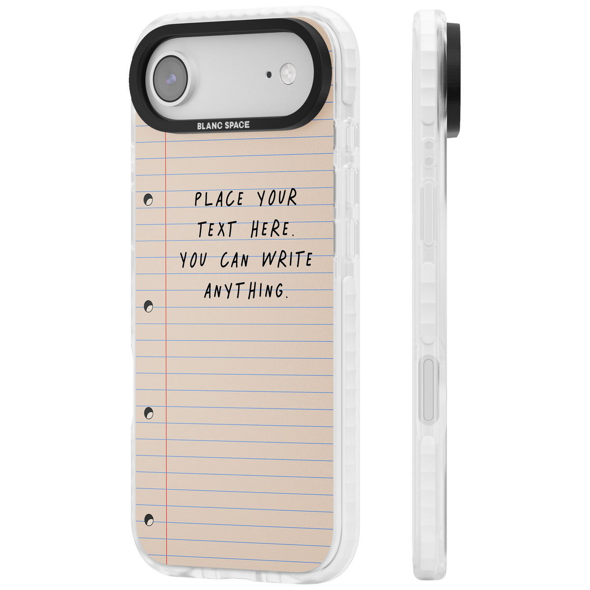 Personalised Lined Paper iPhone Air Impact Clear Phone Case side