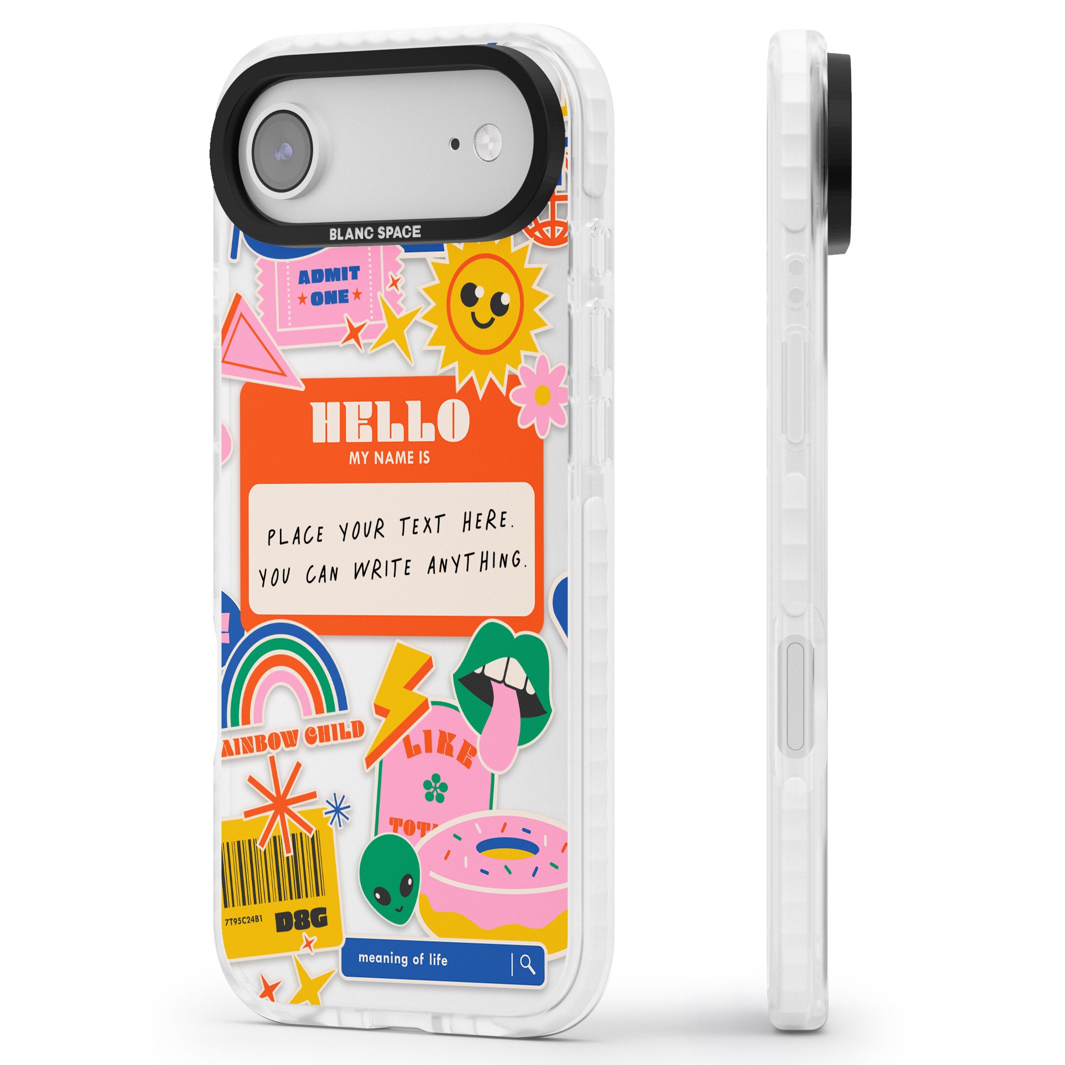 Personalised Retro Vibes Sticker iPhone 17 Air Impact Clear Phone Case Side Profile