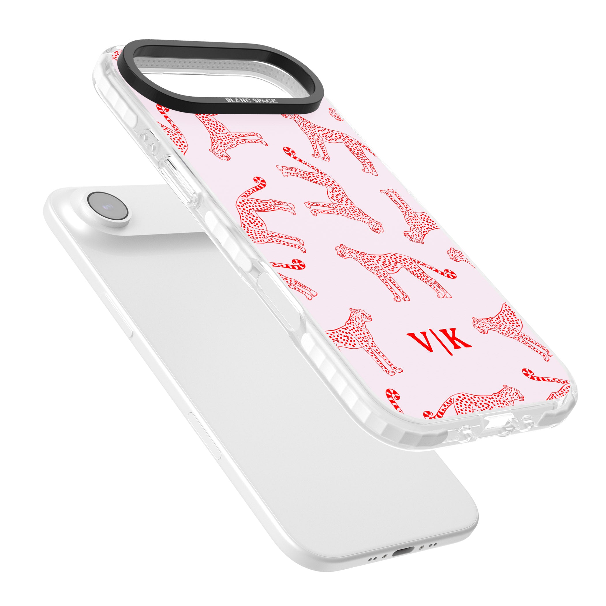 Personalised Red & Pink Cheetah iPhone 17 Air Impact Clear Phone Case Colours