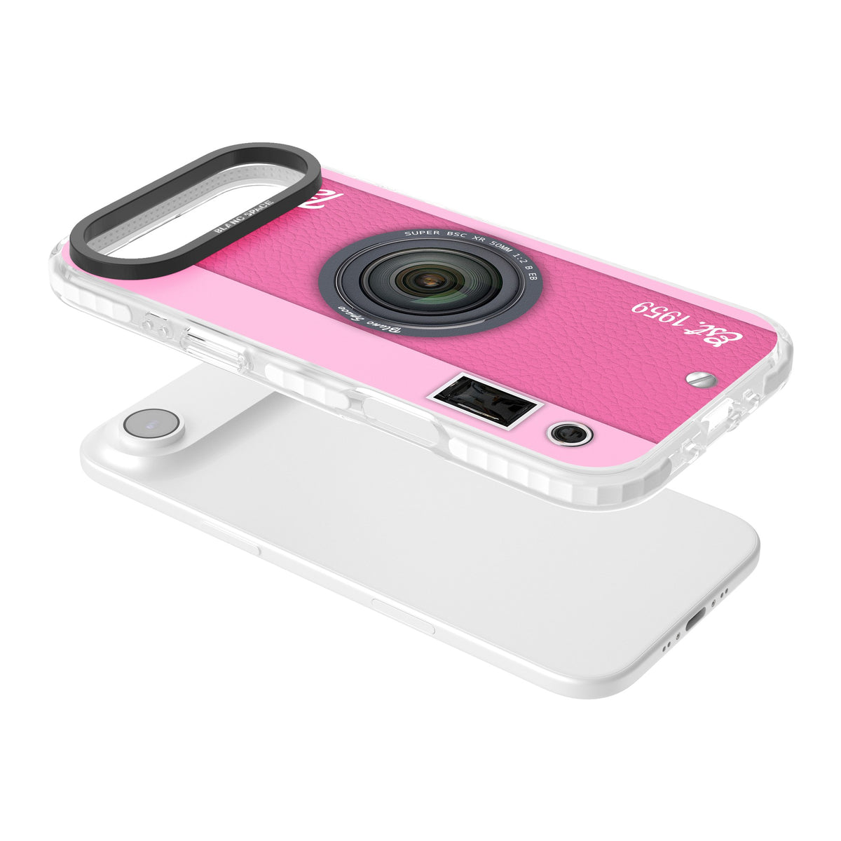Personalised Pink Dream Camera iPhone Air Impact Clear Phone Case angled