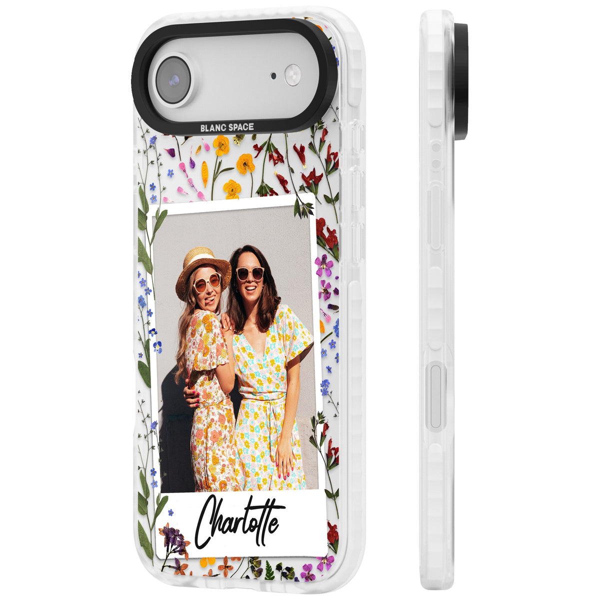 Personalised Wildflower Polaroid iPhone Air Impact Clear Phone Case side