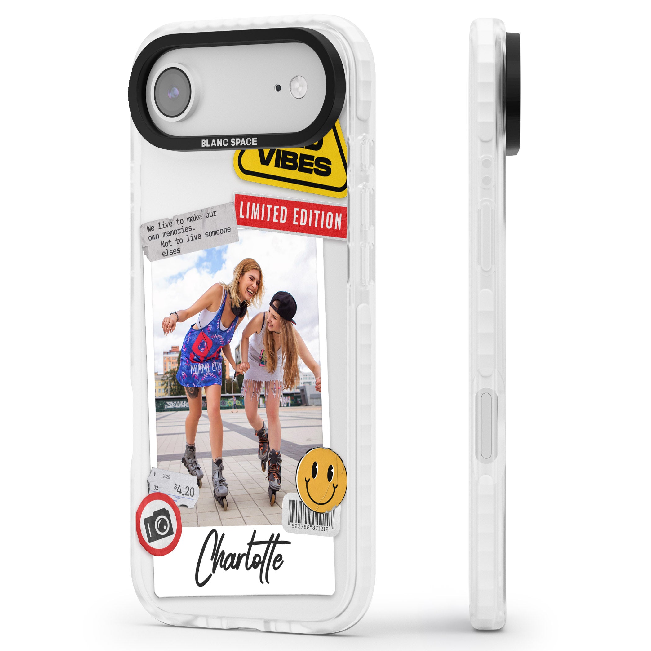 Personalised Sticker Mix Instant Photo iPhone 17 Air Impact Clear Phone Case Side Profile