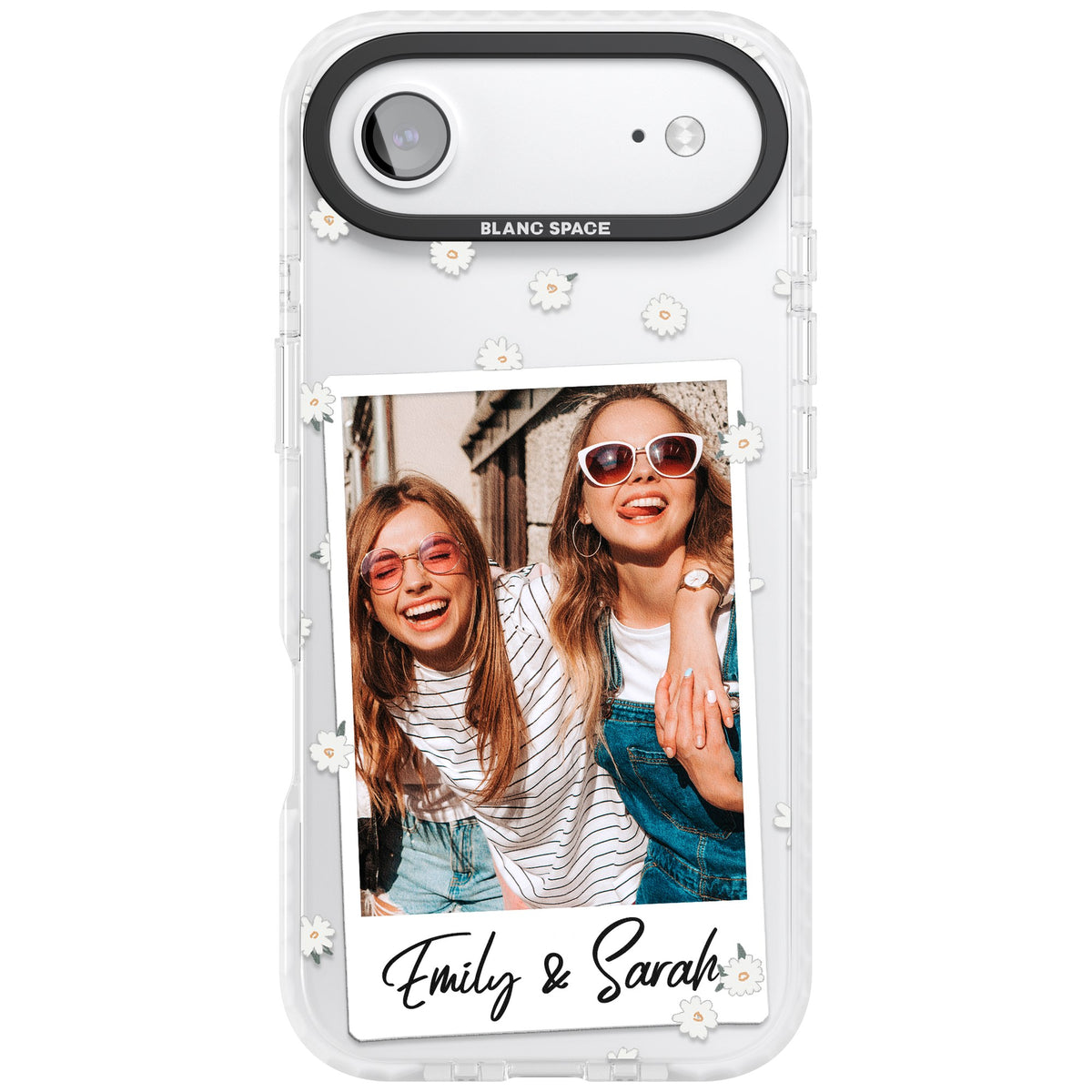 Personalised Daisy Polaroid iPhone Air Impact Clear Phone Case front