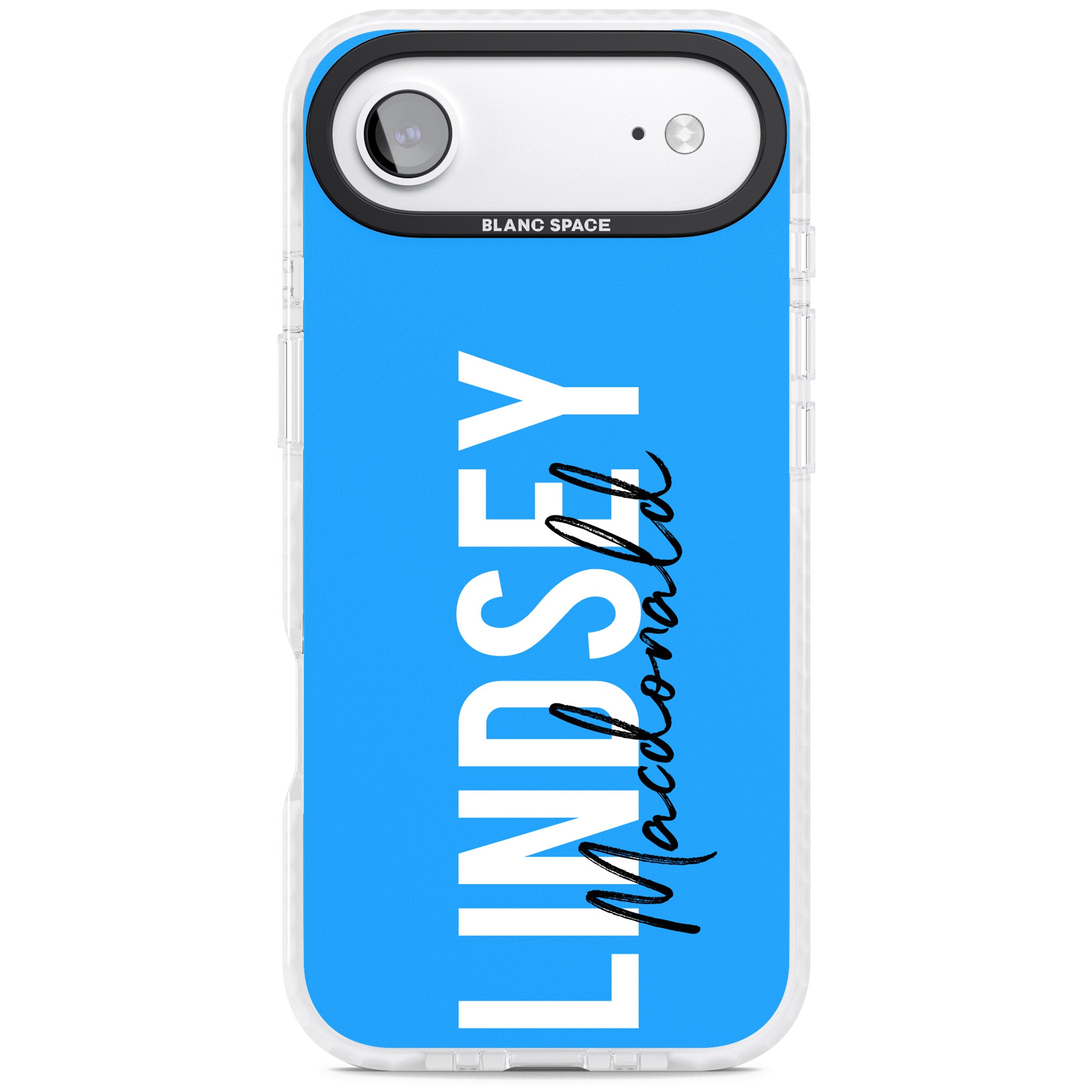 Personalised Bold Name: Blue iPhone 17 Air Impact Clear Phone Case