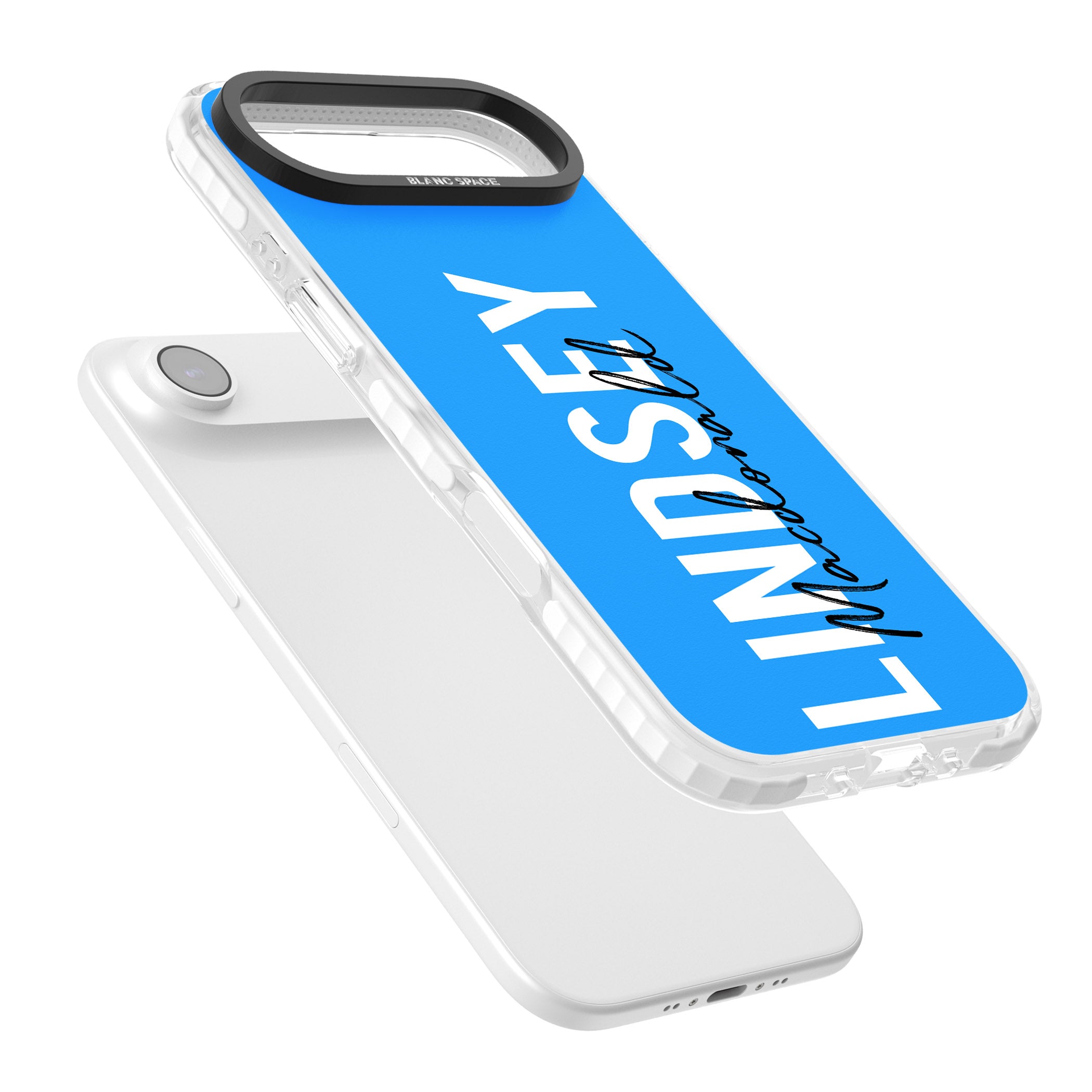 Personalised Bold Name: Blue iPhone 17 Air Impact Clear Phone Case Colours