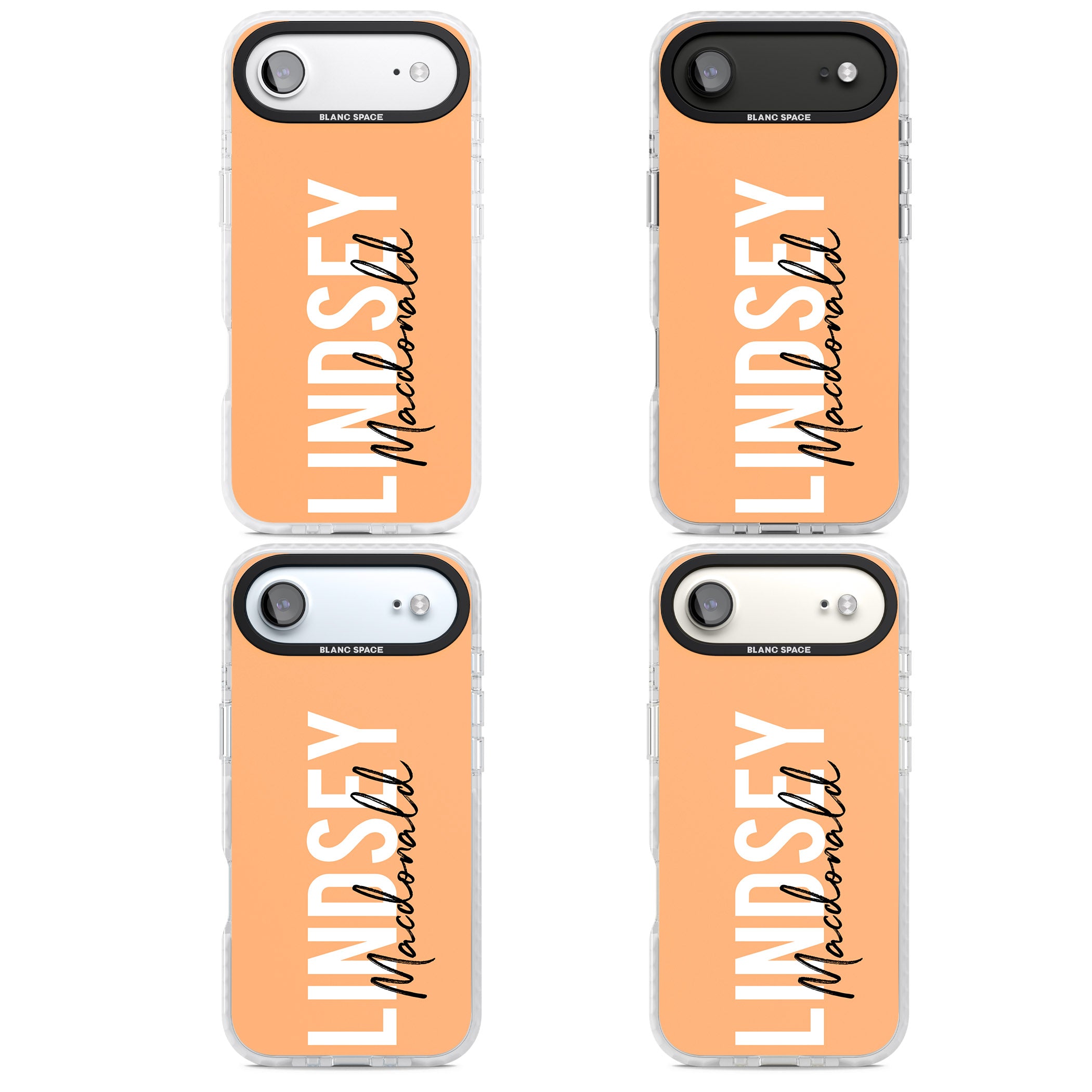 Personalised Bold Name: Peach iPhone 17 Air Impact Clear Phone Case APT Impact Protection