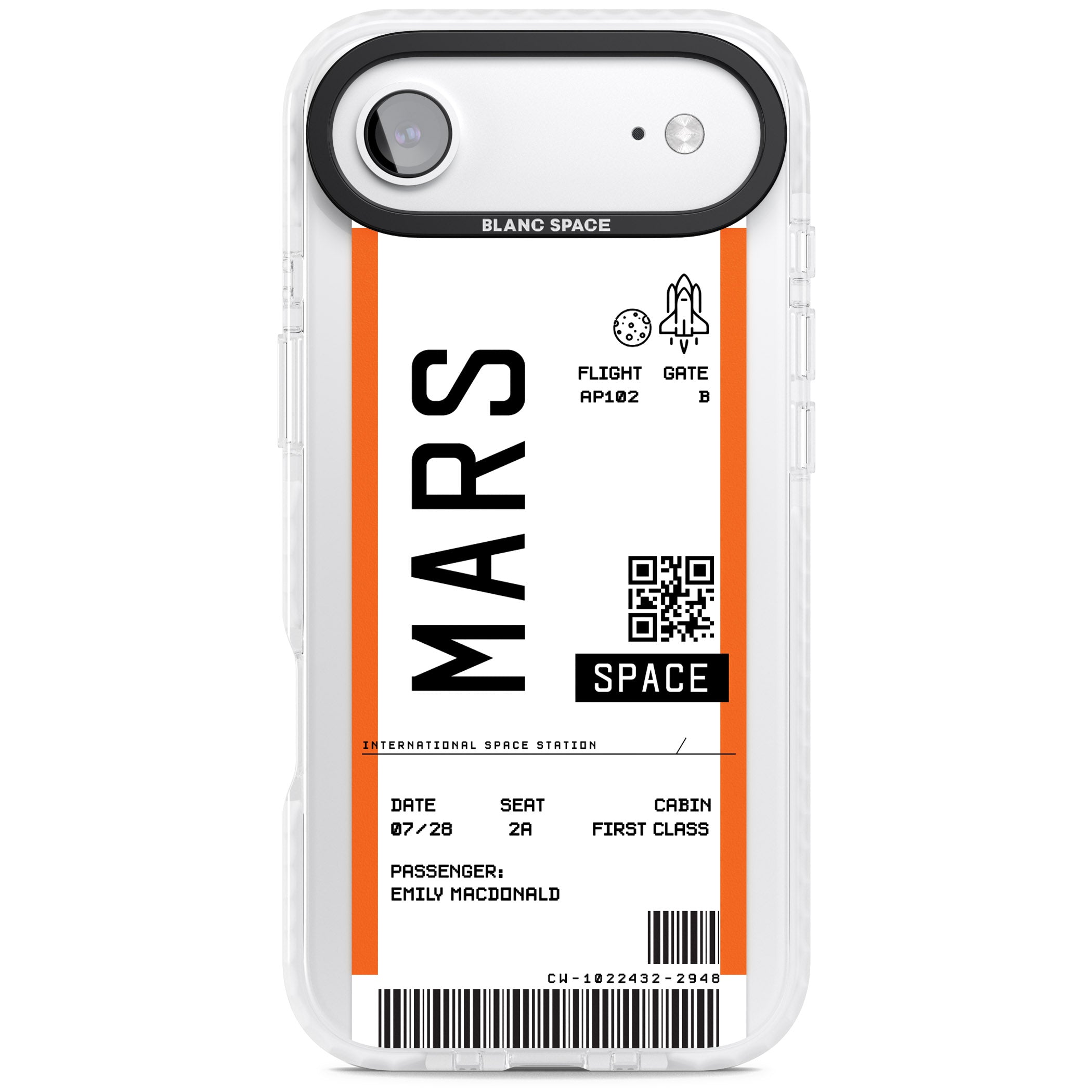 Personalised Mars Travel Ticket iPhone 17 Air Impact Clear Phone Case