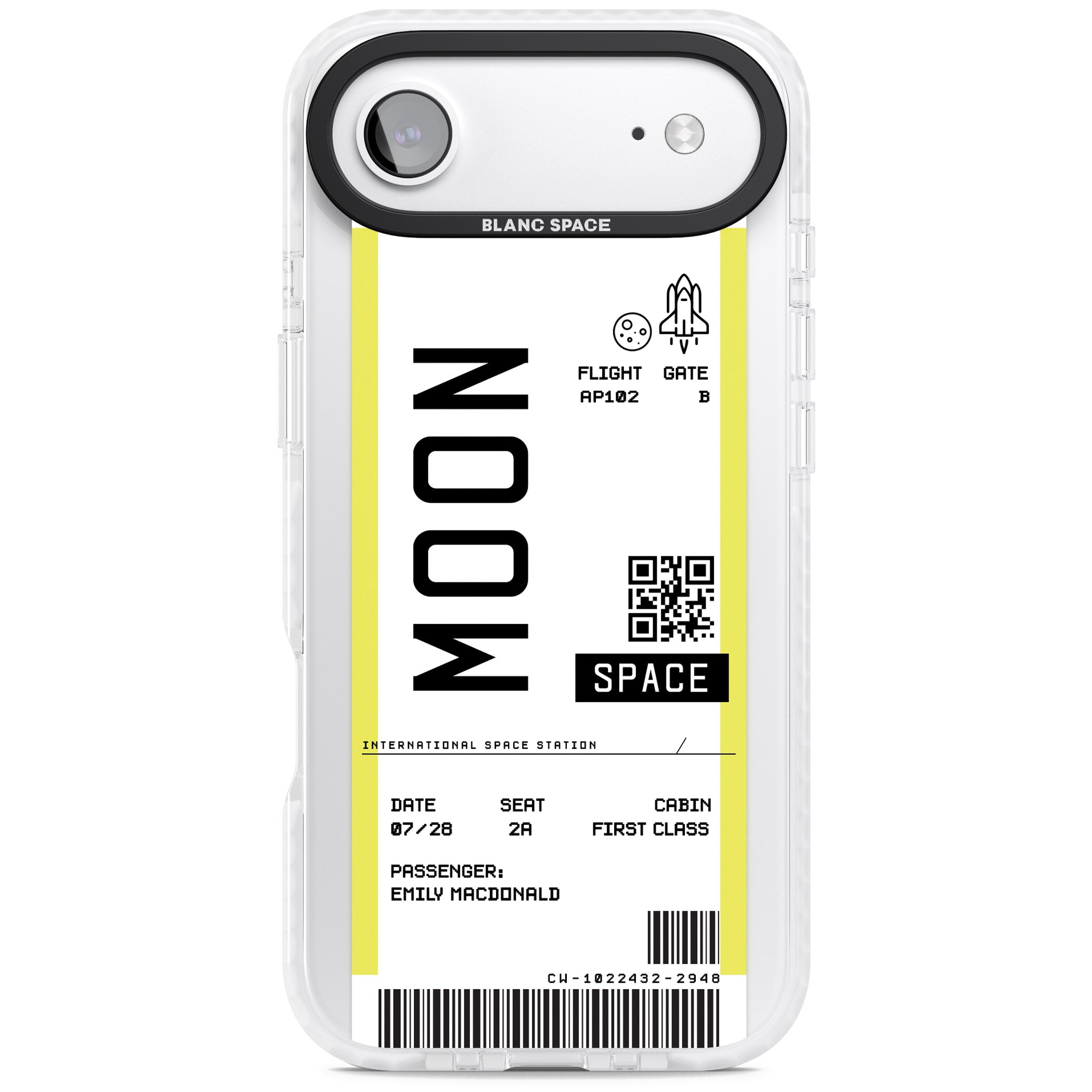 Personalised Moon Travel Ticket iPhone 17 Air Impact Clear Phone Case