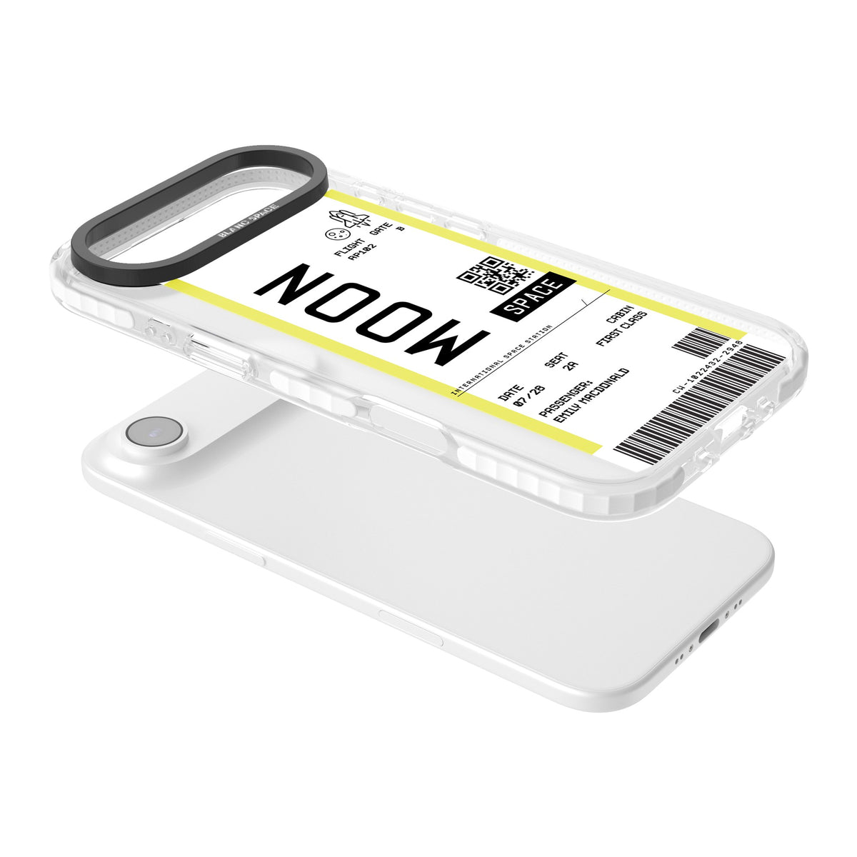 Personalised Moon Travel Ticket iPhone Air Impact Clear Phone Case angled