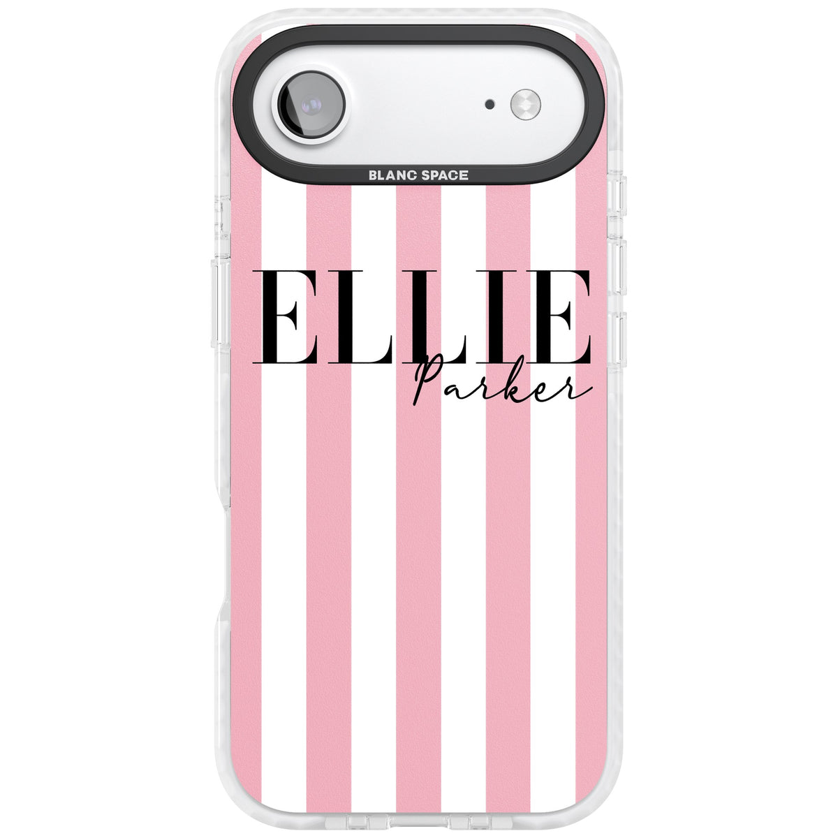 Personalised Pink Stripes iPhone Air Impact Clear Phone Case front