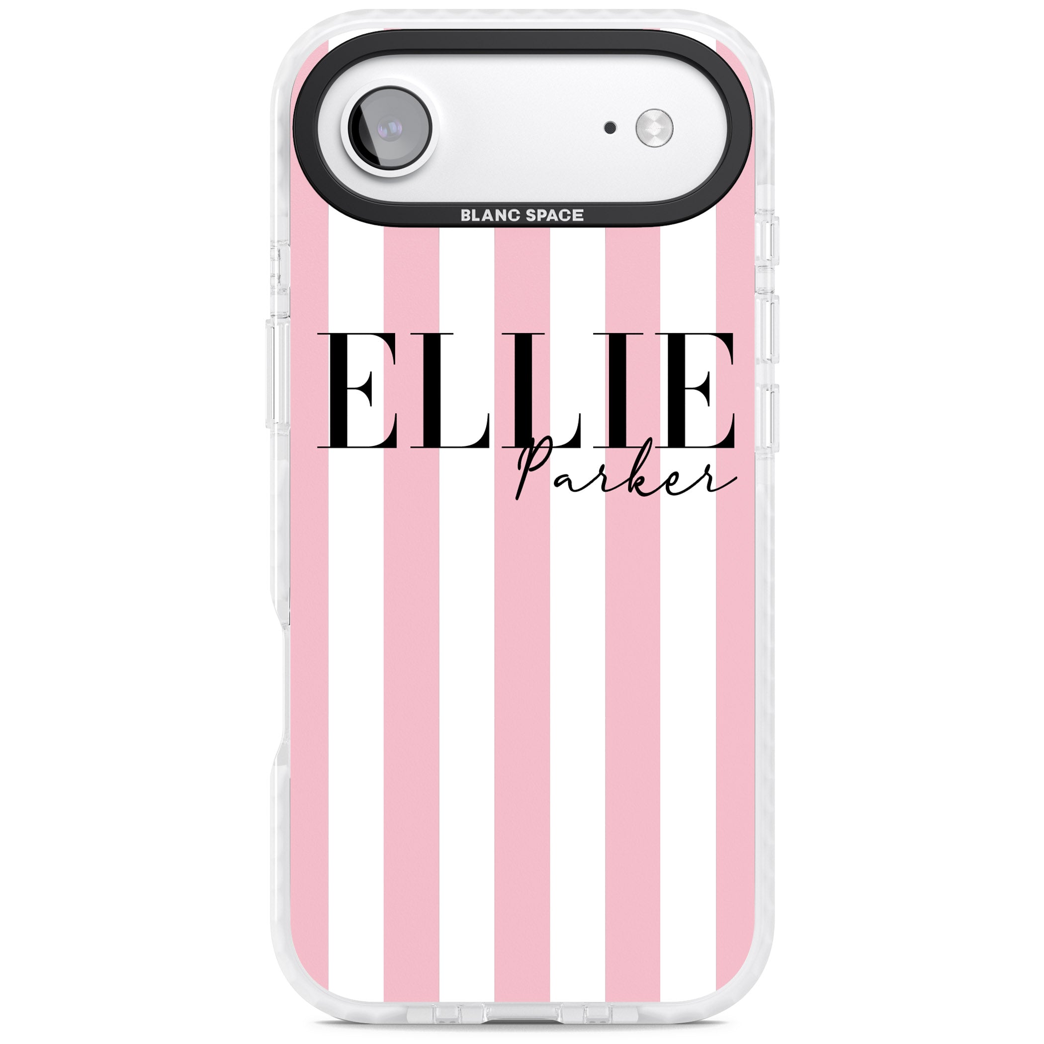 Personalised Pink Stripes iPhone 17 Air Impact Clear Phone Case