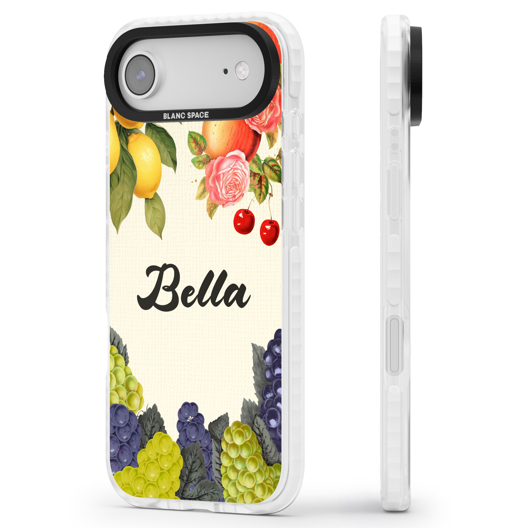 Personalised Vintage Fruits iPhone 17 Air Impact Clear Phone Case Side Profile