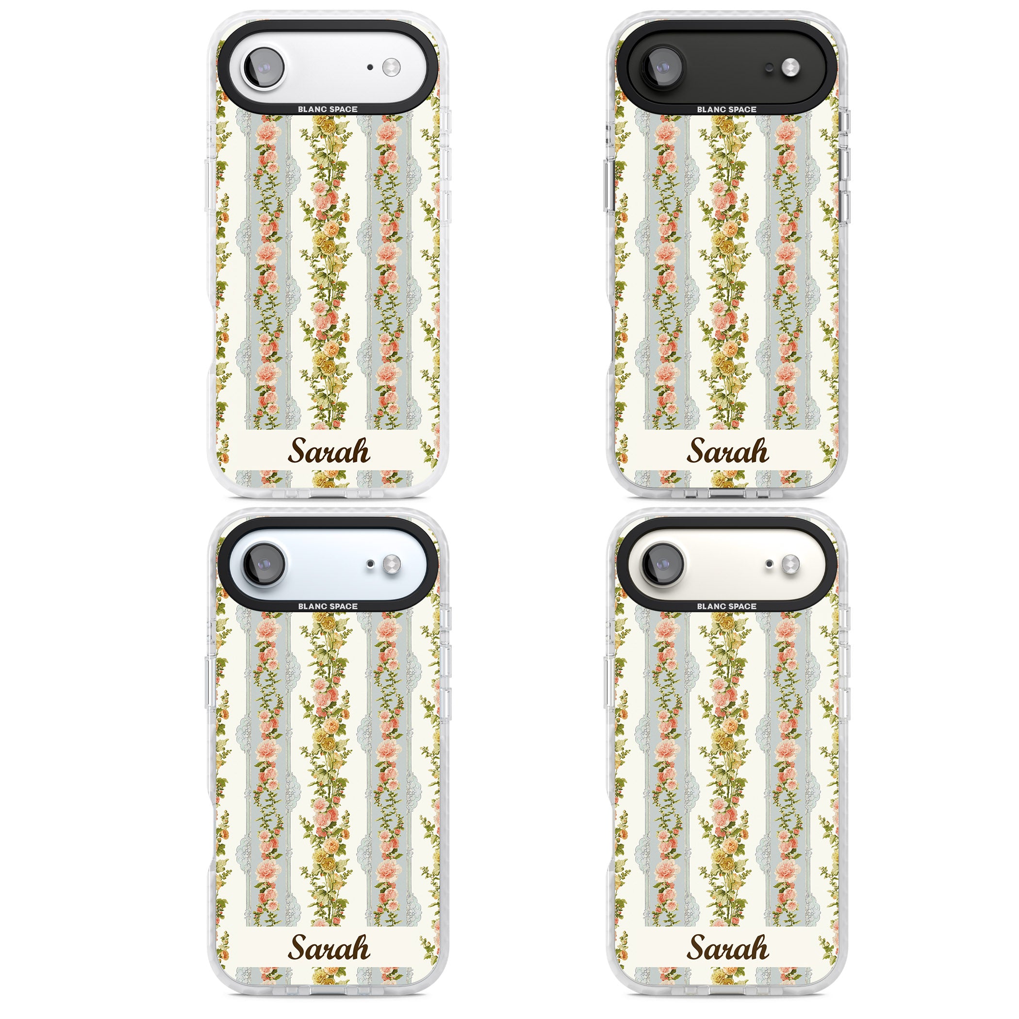 Personalised Vintage Floral Stripes iPhone 17 Air Impact Clear Phone Case APT Impact Protection
