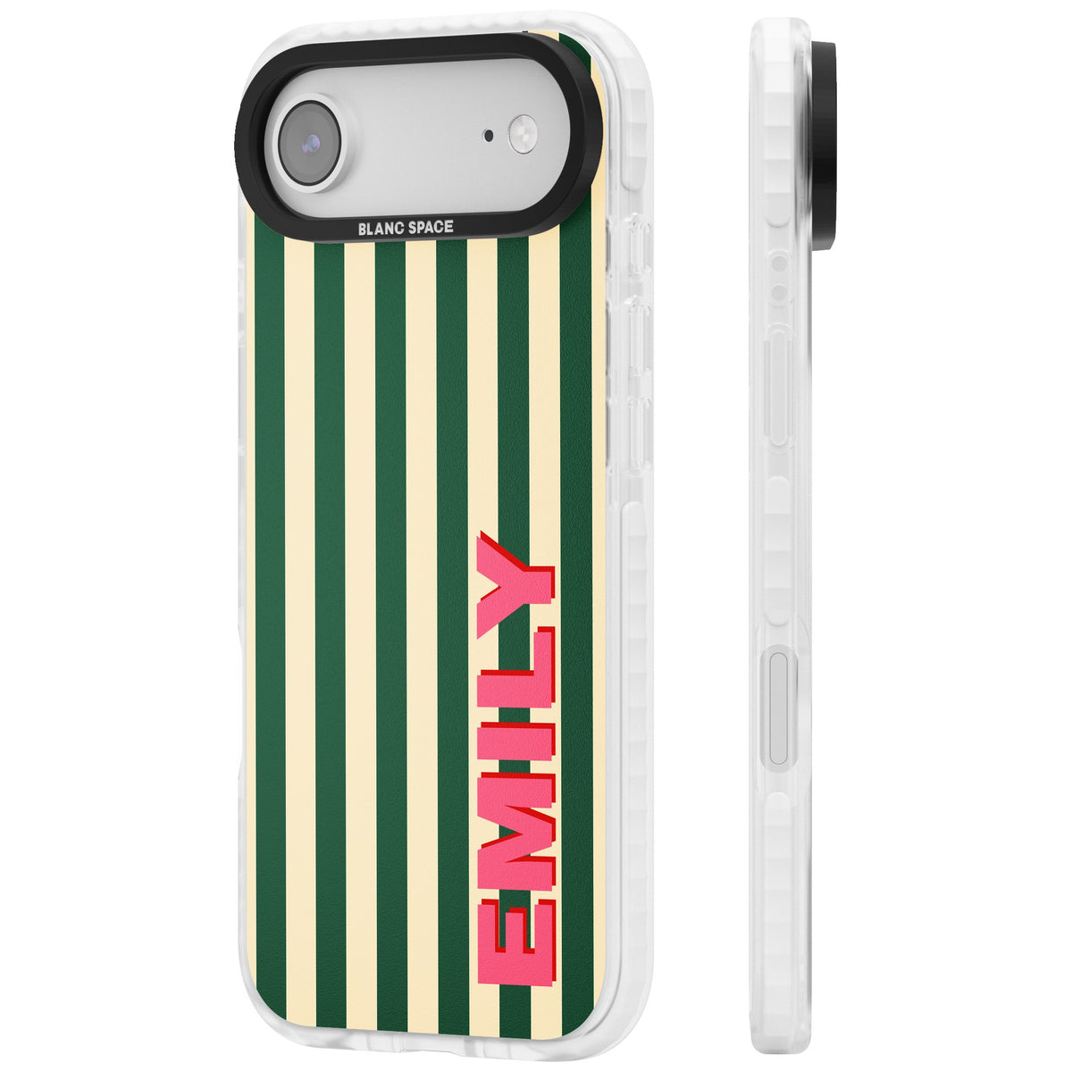Personalised Wimbledon Stripe iPhone Air Impact Clear Phone Case side