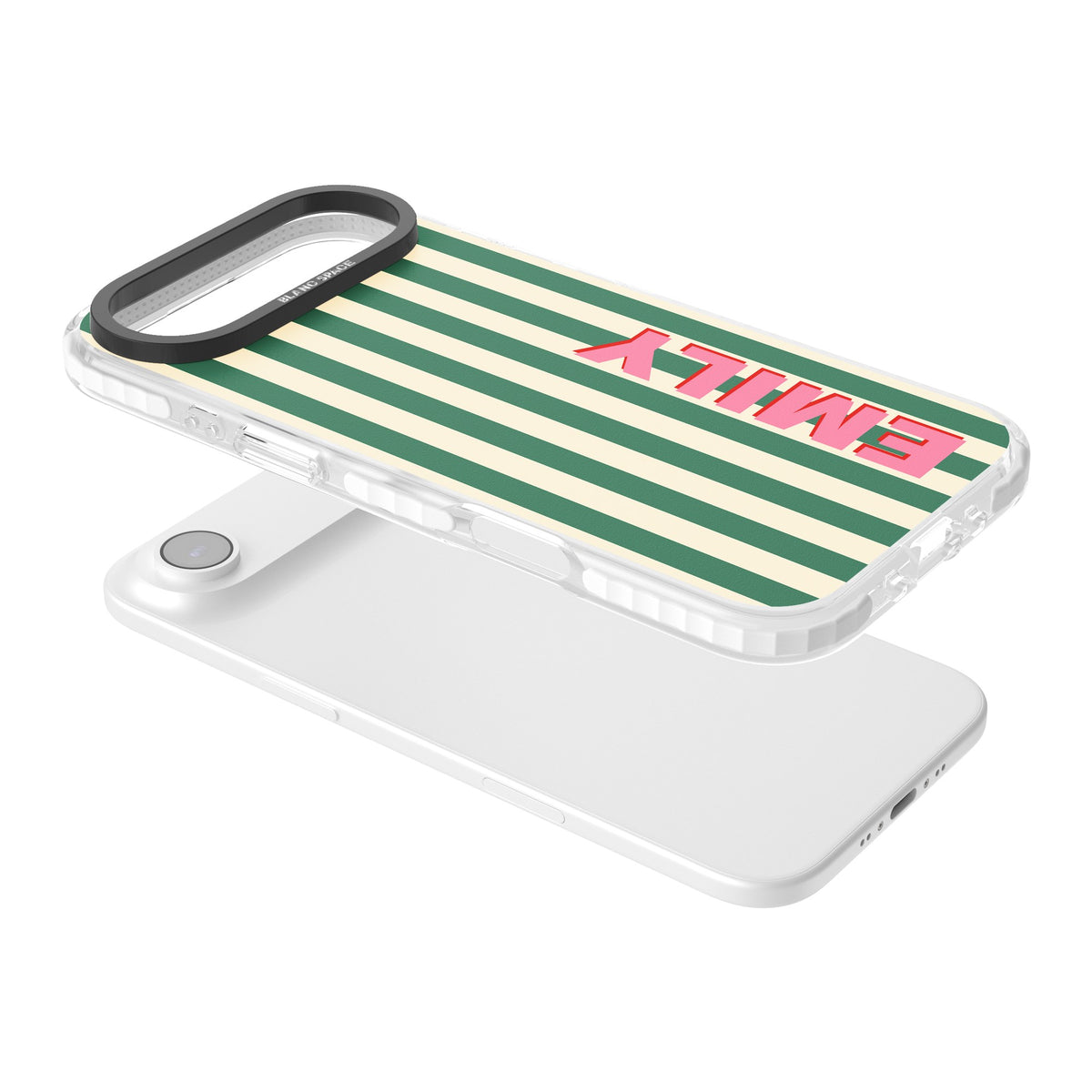 Personalised Wimbledon Stripe iPhone Air Impact Clear Phone Case angled
