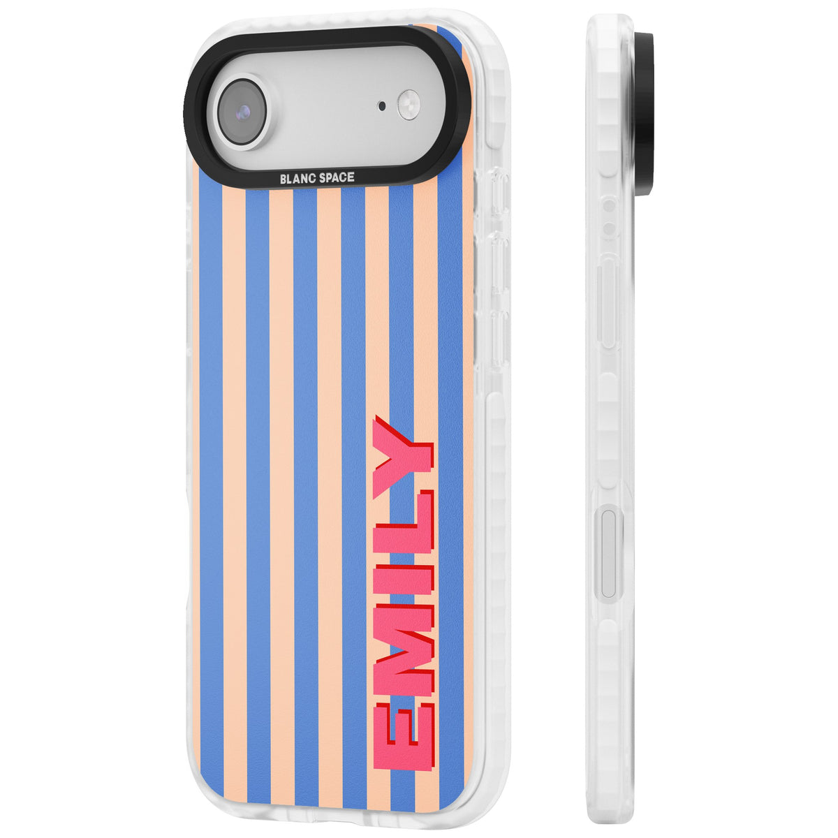 Personalised Coastal Stripe iPhone Air Impact Clear Phone Case side