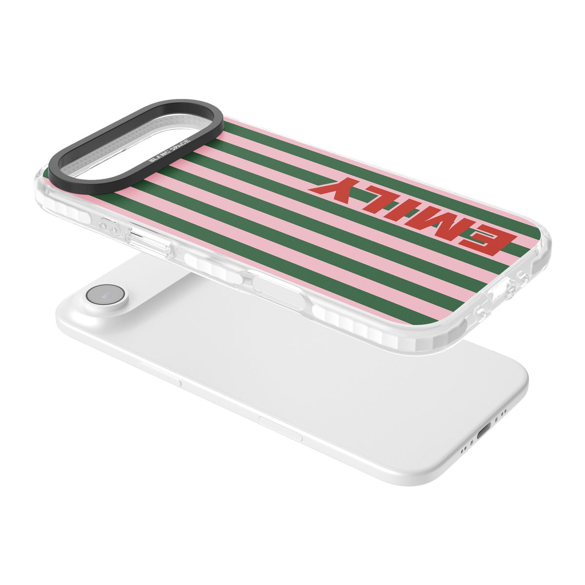 Personalised Italian Stripe iPhone Air Impact Clear Phone Case angled