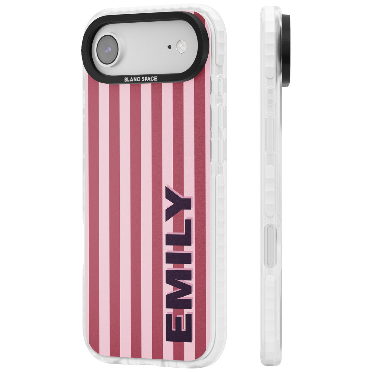 Personalised Victoria Stripe iPhone Air Impact Clear Phone Case side