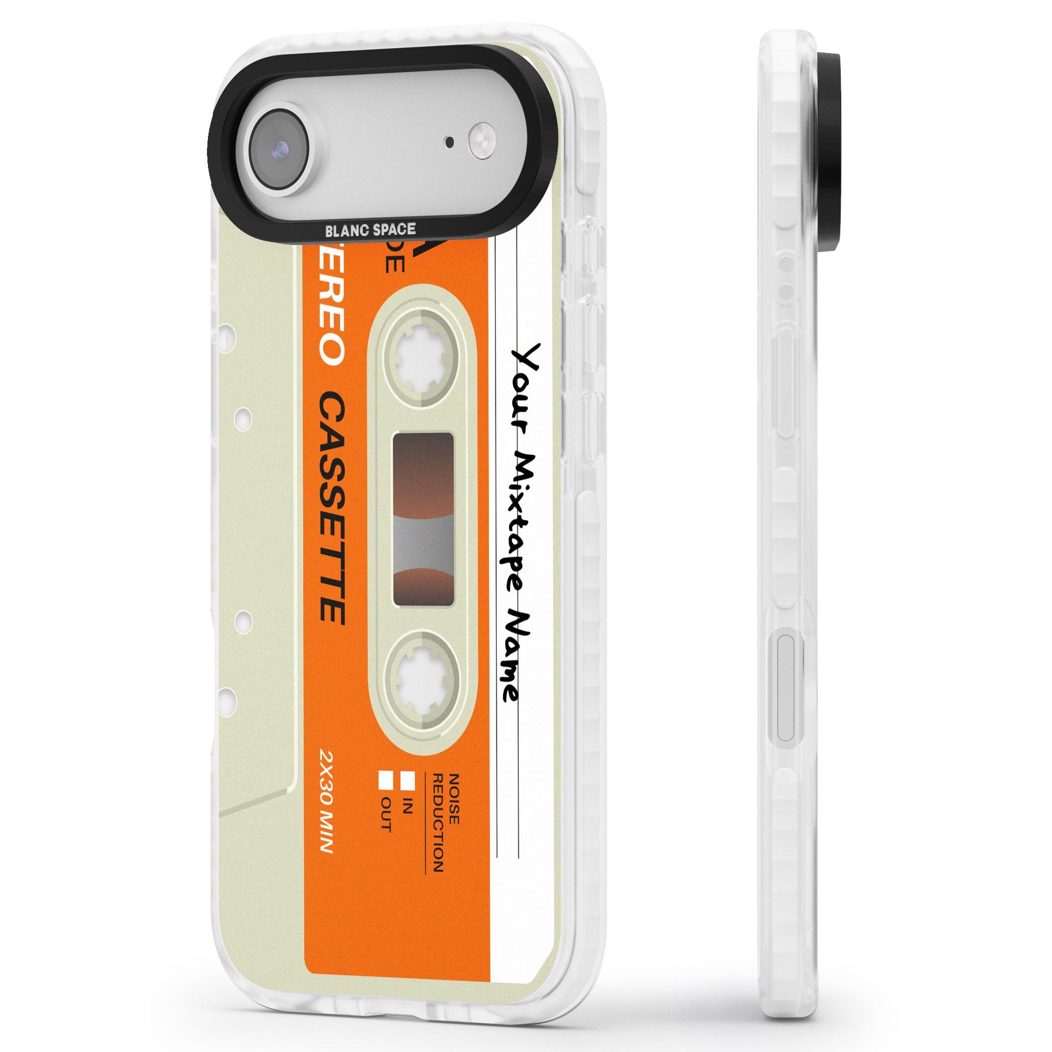 Personalised Retro Cassette Classic iPhone 17 Air Impact Clear Phone Case Side Profile