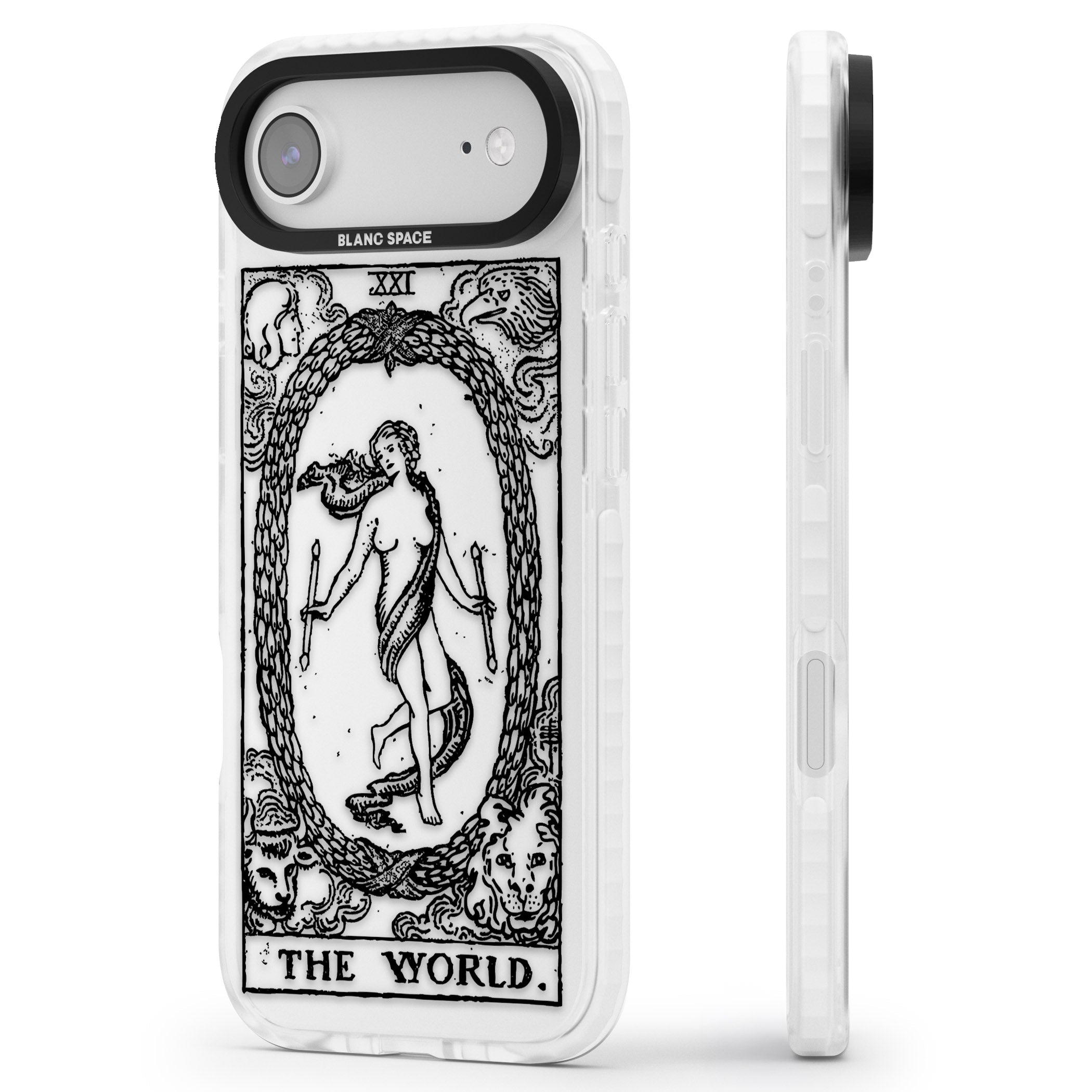 Personalised The World Tarot Card (Clear) iPhone 17 Air Impact Clear Phone Case Side Profile