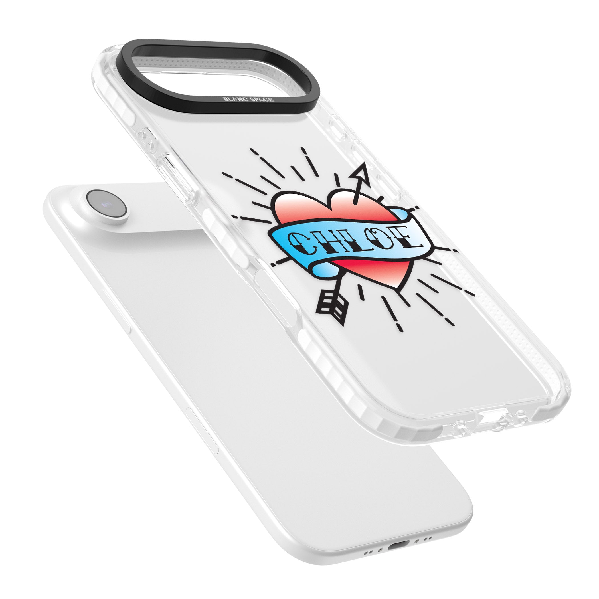 Personalised Heart Tattoo iPhone 17 Air Impact Clear Phone Case Colours