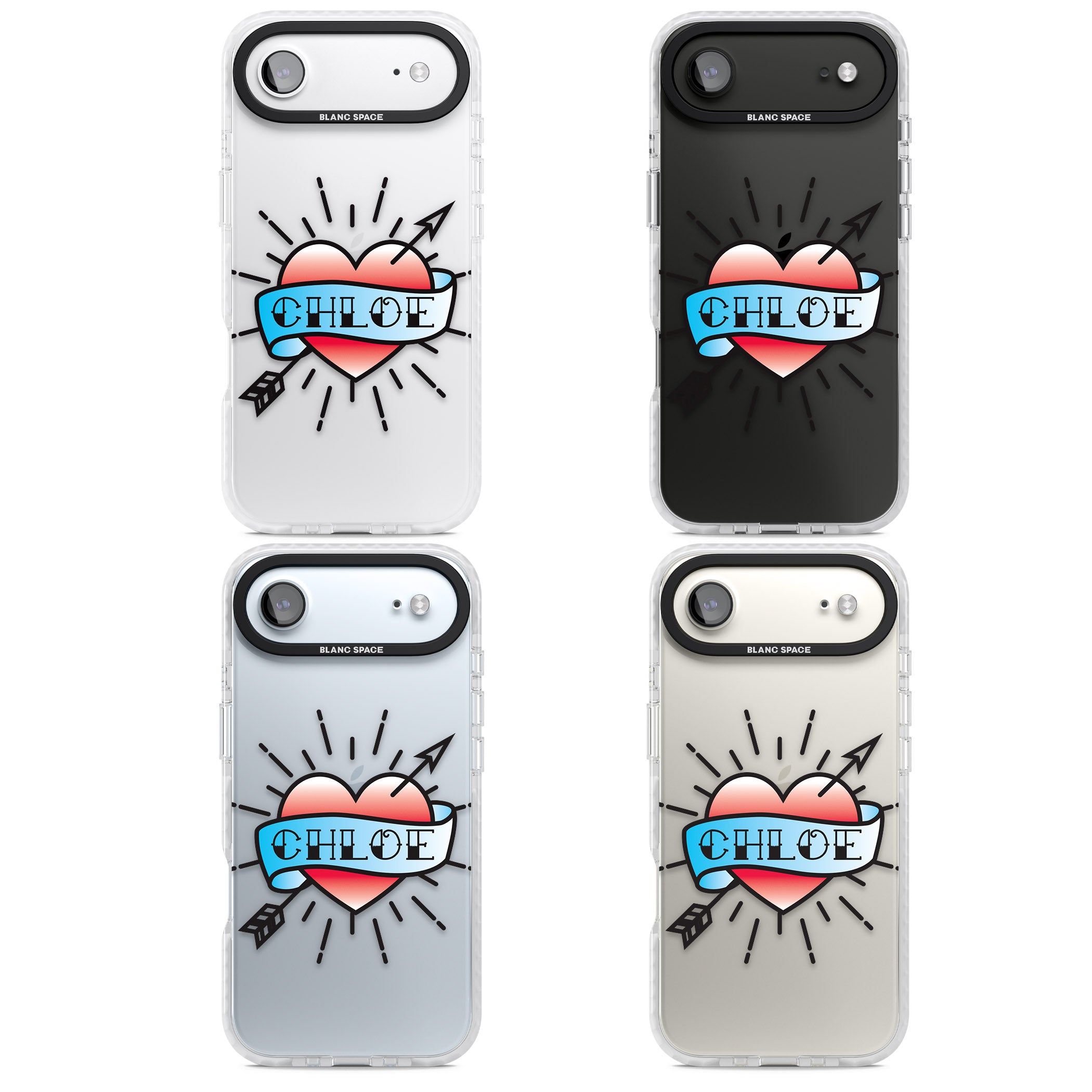 Personalised Heart Tattoo iPhone 17 Air Impact Clear Phone Case APT Impact Protection