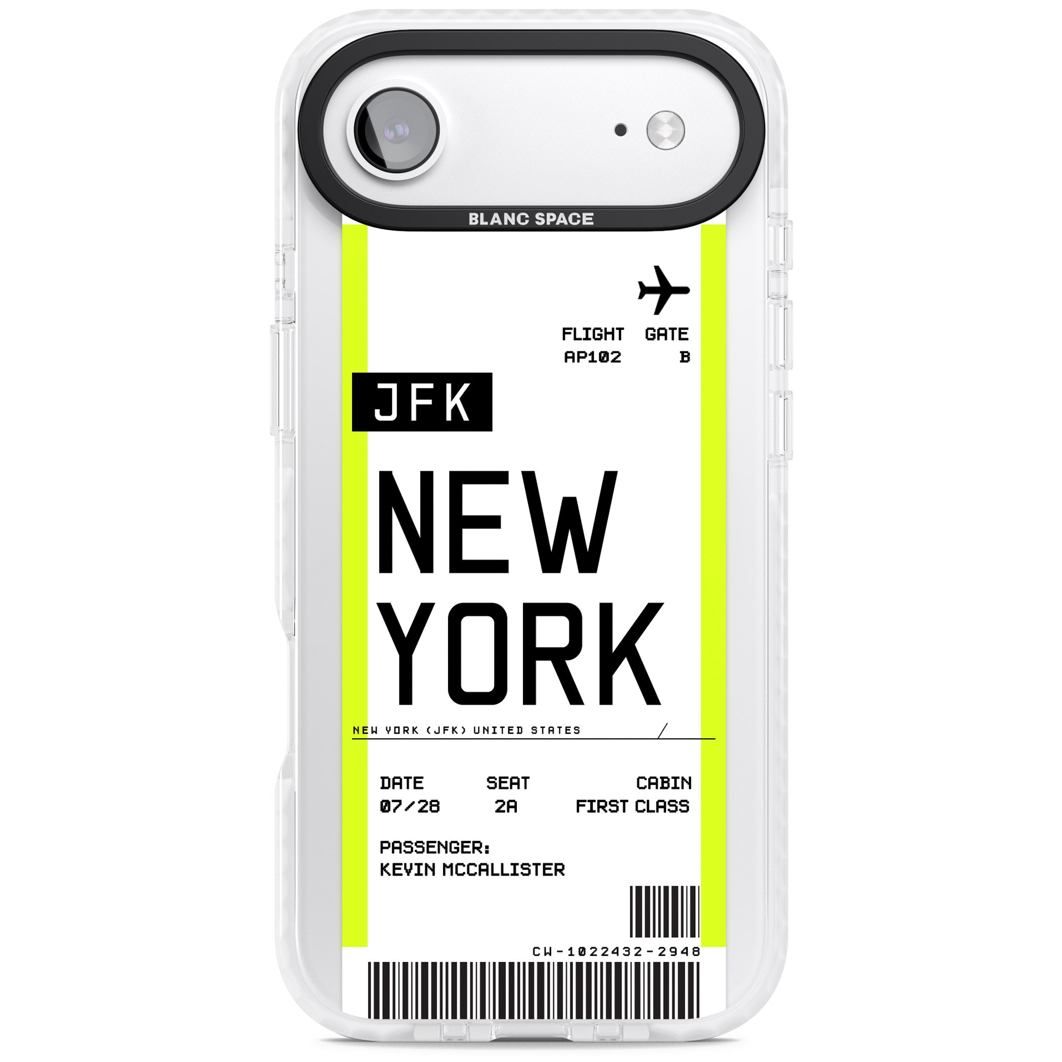 Personalised New York Boarding Pass iPhone 17 Air Impact Clear Phone Case