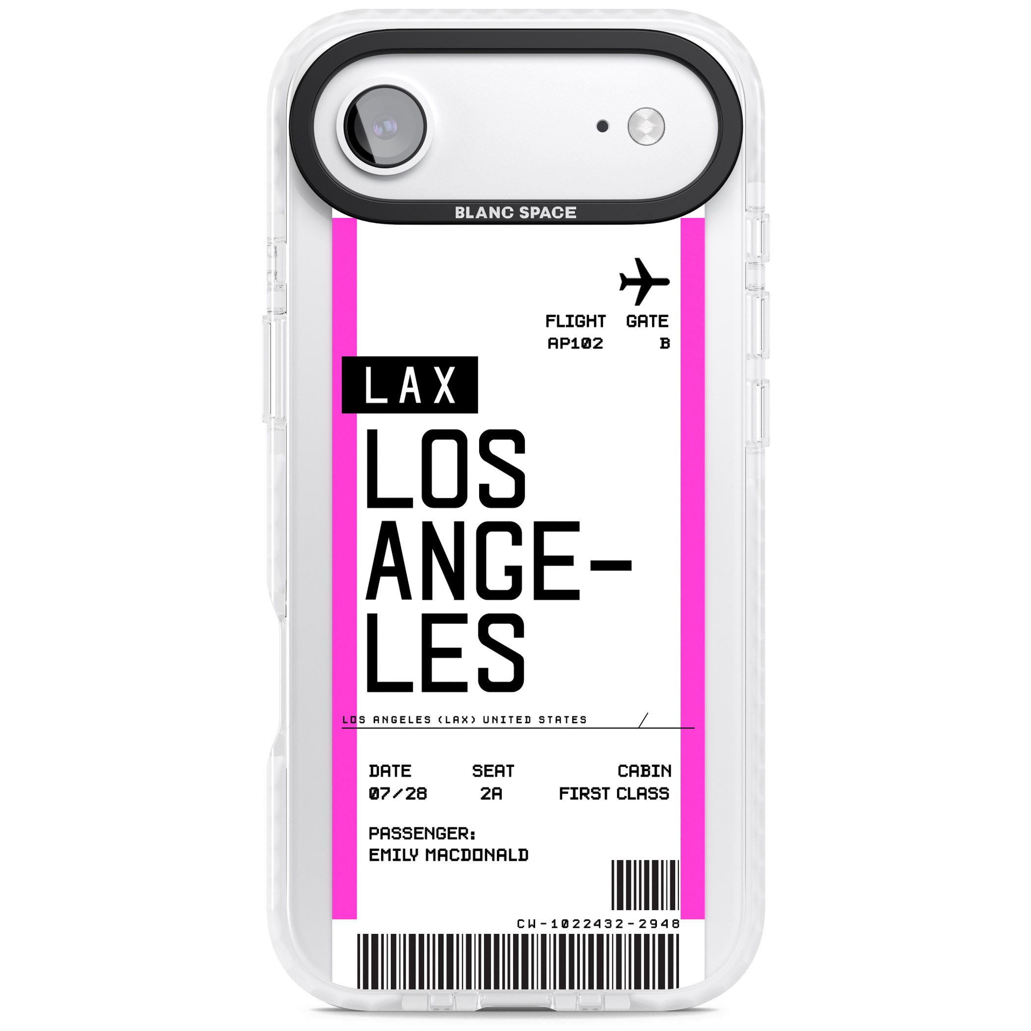 Personalised Los Angeles Boarding Pass iPhone 17 Air Impact Clear Phone Case