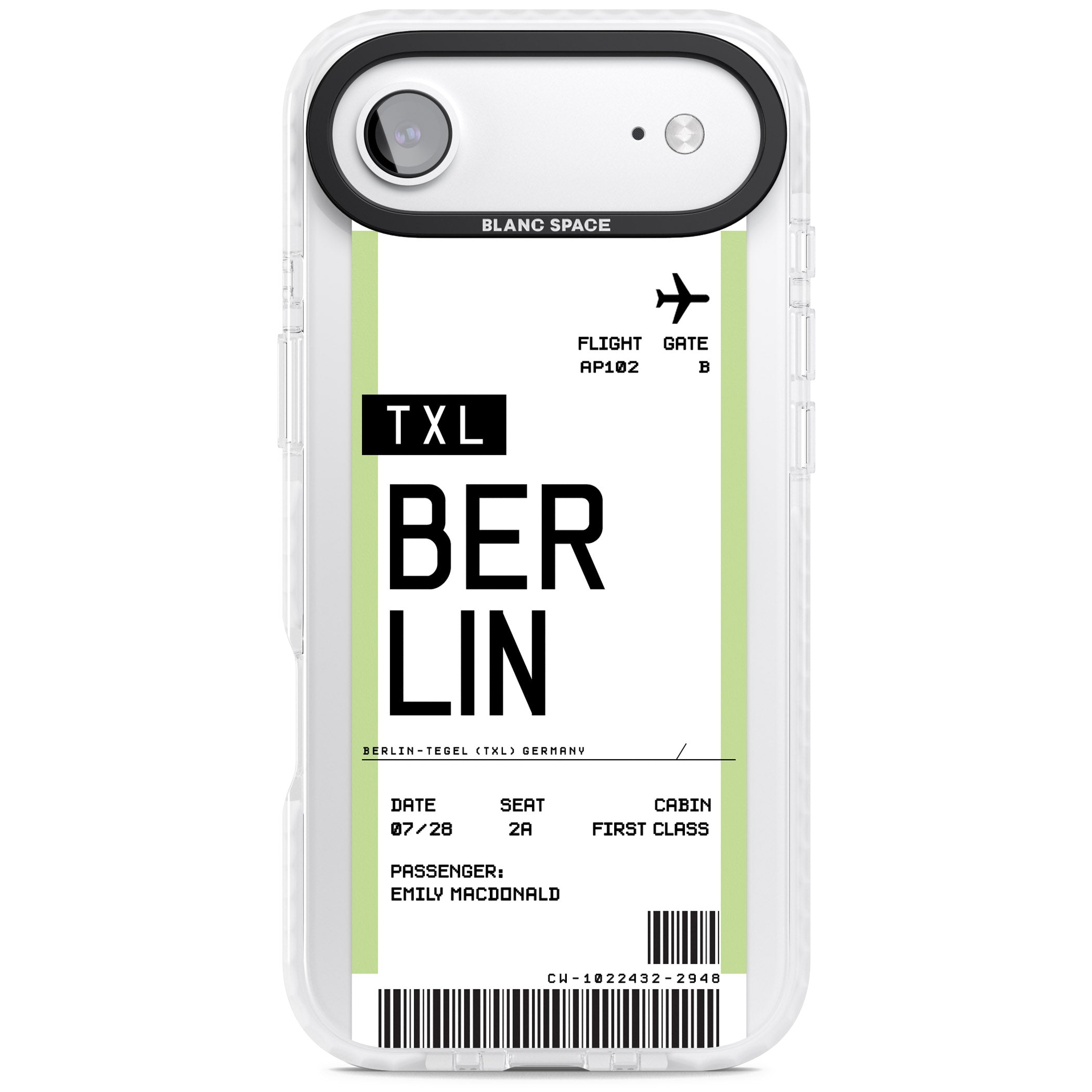 Personalised Berlin Boarding Pass iPhone 17 Air Impact Clear Phone Case