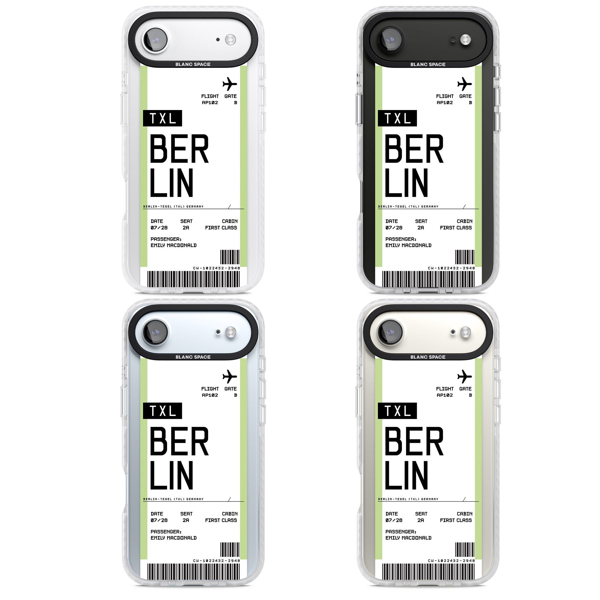 Personalised Berlin Boarding Pass iPhone 17 Air Impact Clear Phone Case APT Impact Protection