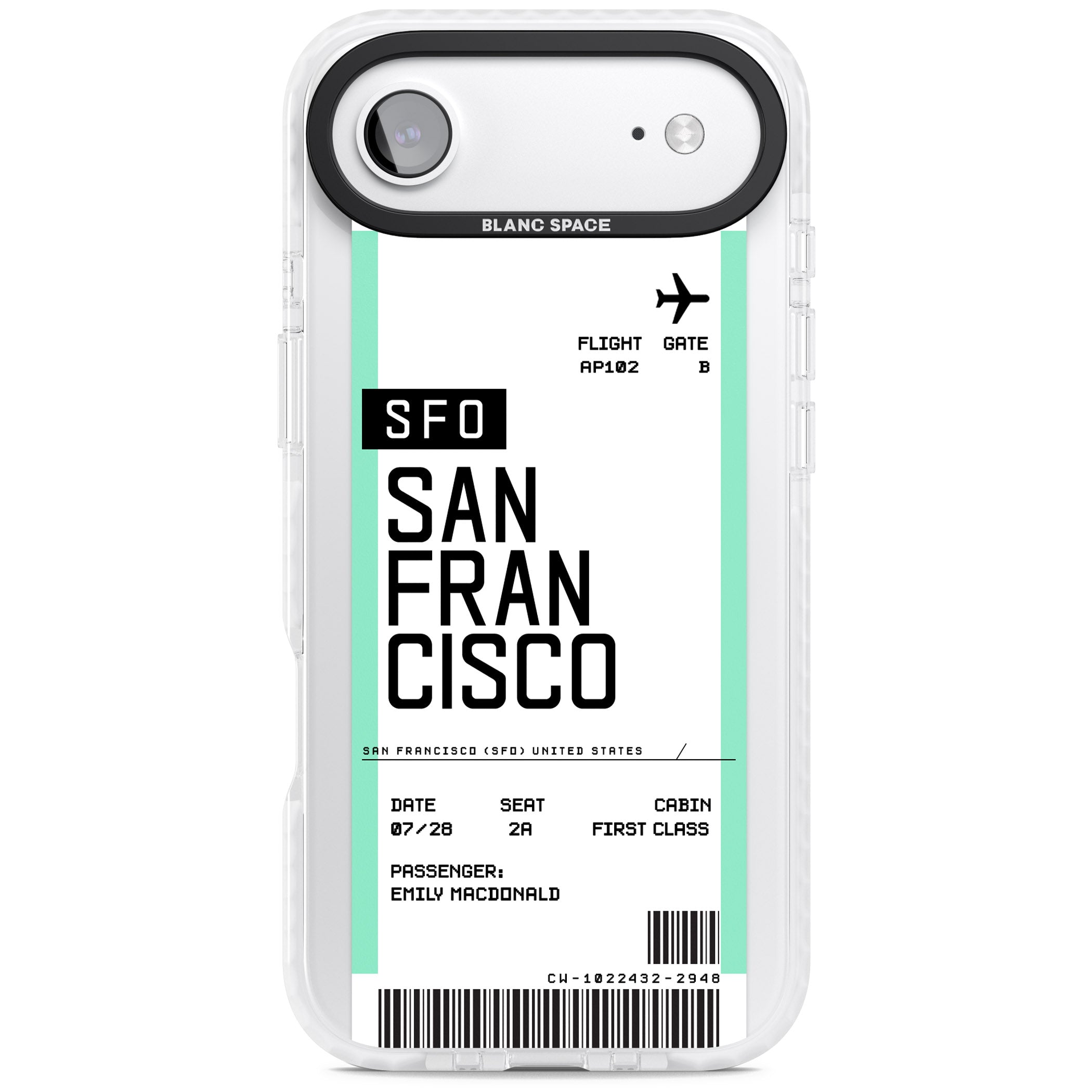 Personalised San Francisco Boarding Pass iPhone 17 Air Impact Clear Phone Case