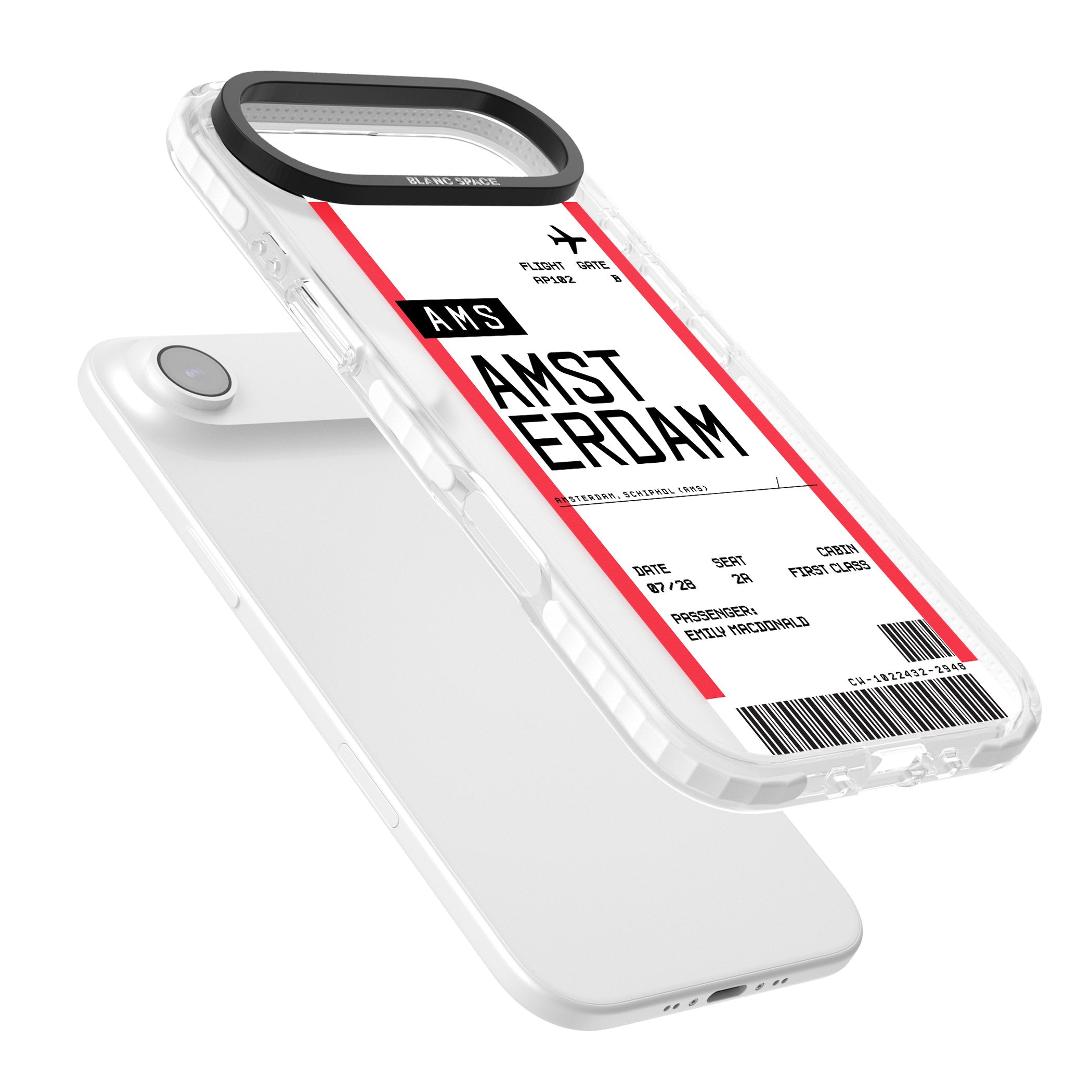 Personalised Amsterdam Boarding Pass iPhone 17 Air Impact Clear Phone Case Colours