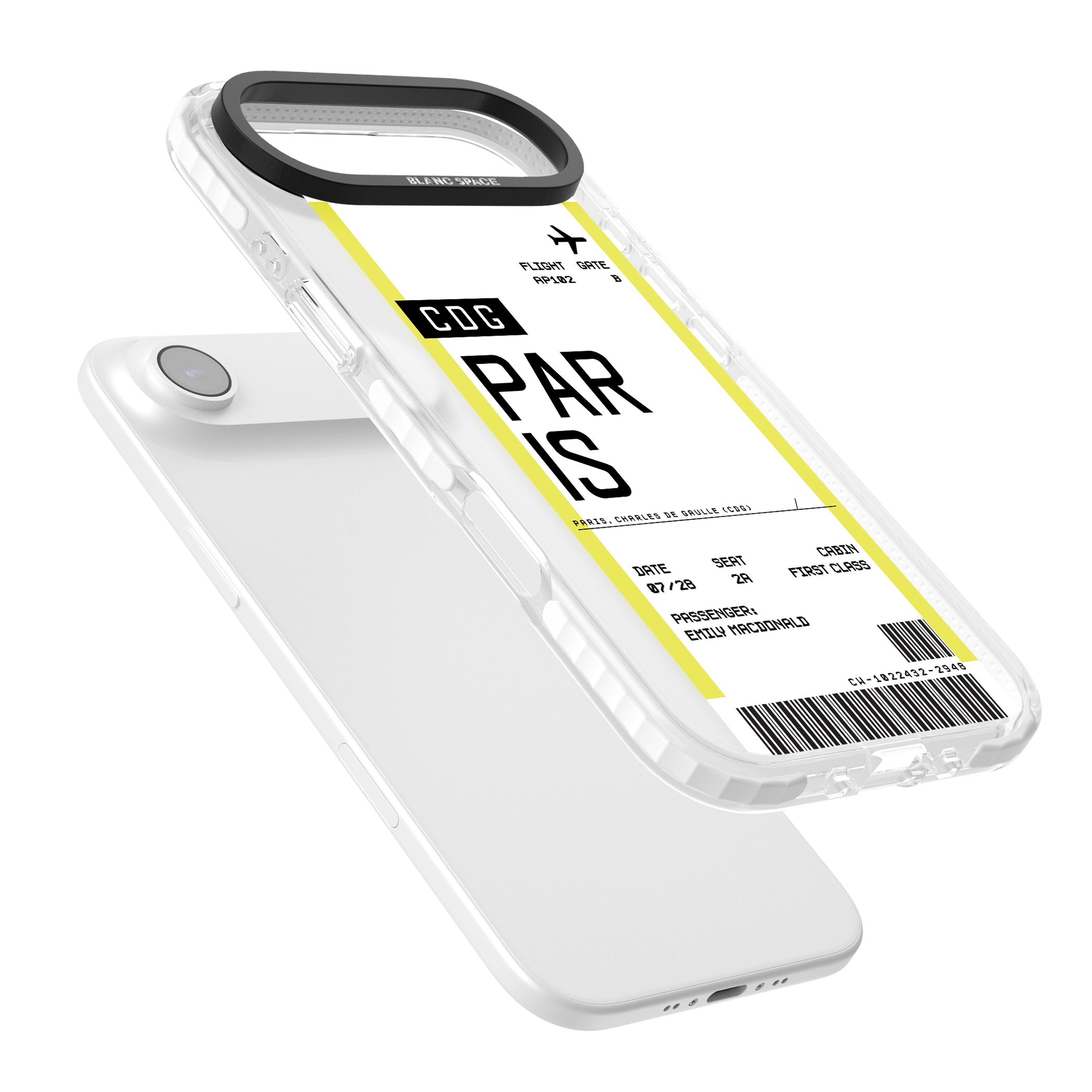 Personalised Paris Boarding Pass iPhone 17 Air Impact Clear Phone Case Colours