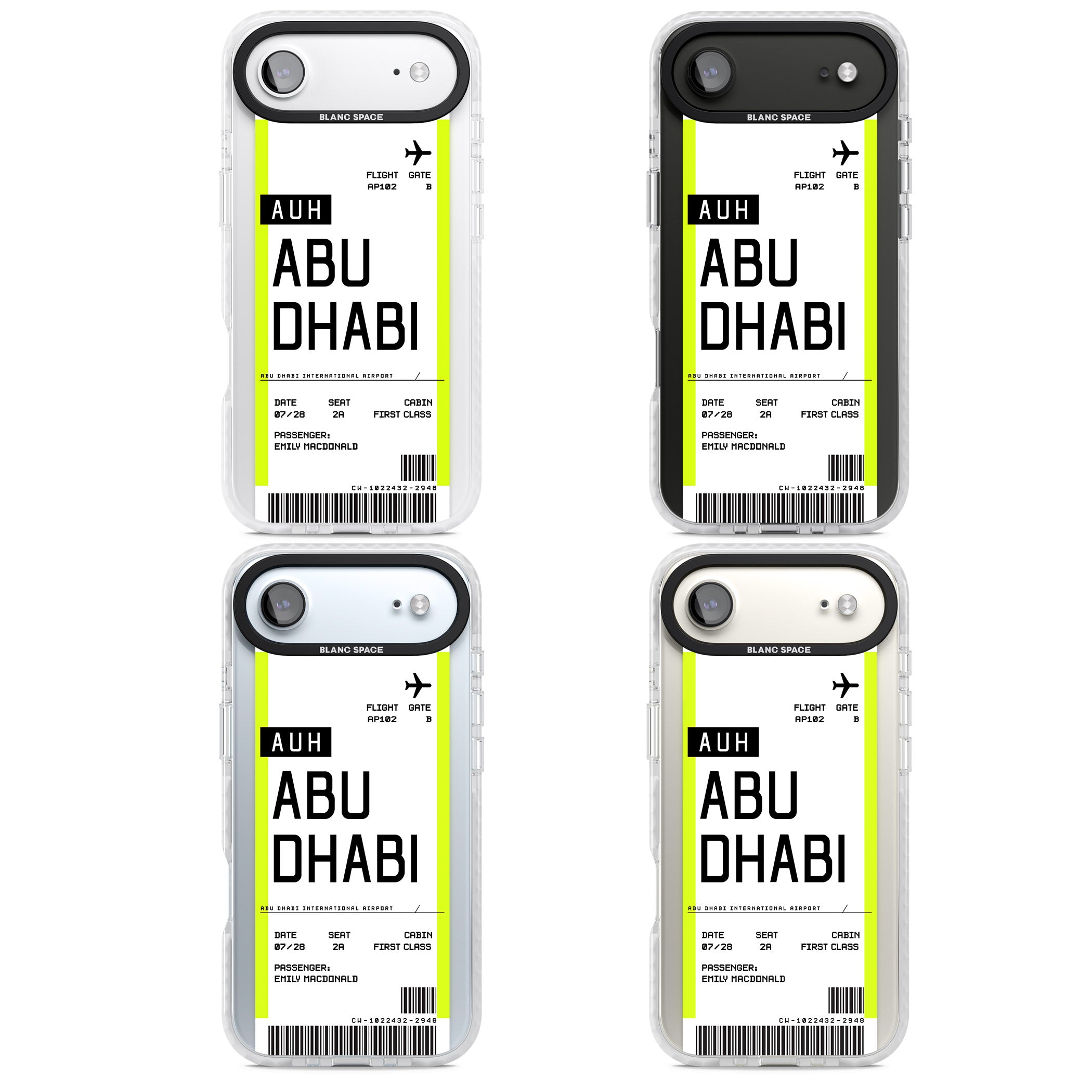 Personalised Abu Dhabi Boarding Pass iPhone 17 Air Impact Clear Phone Case APT Impact Protection
