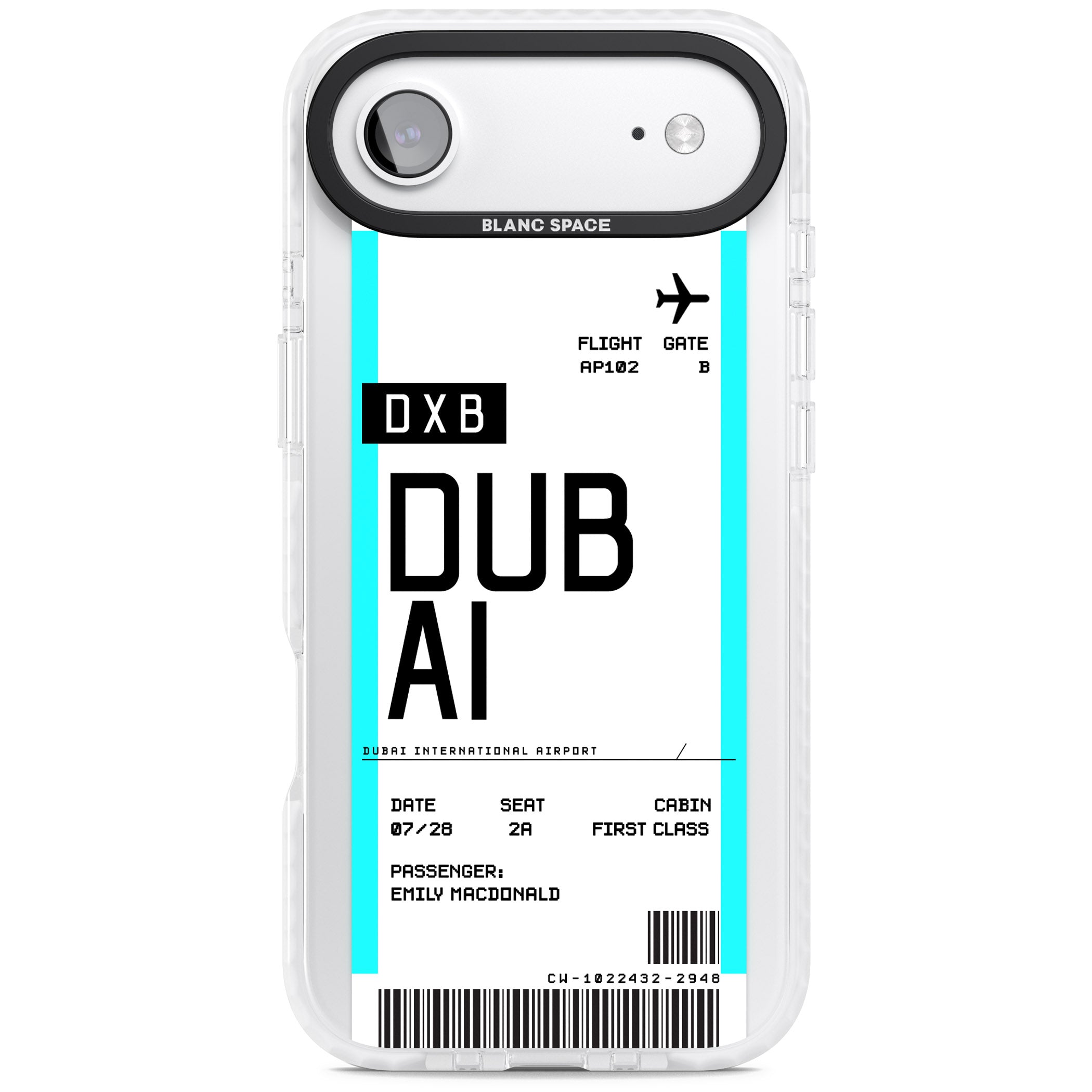 Personalised Dubai Boarding Pass iPhone 17 Air Impact Clear Phone Case