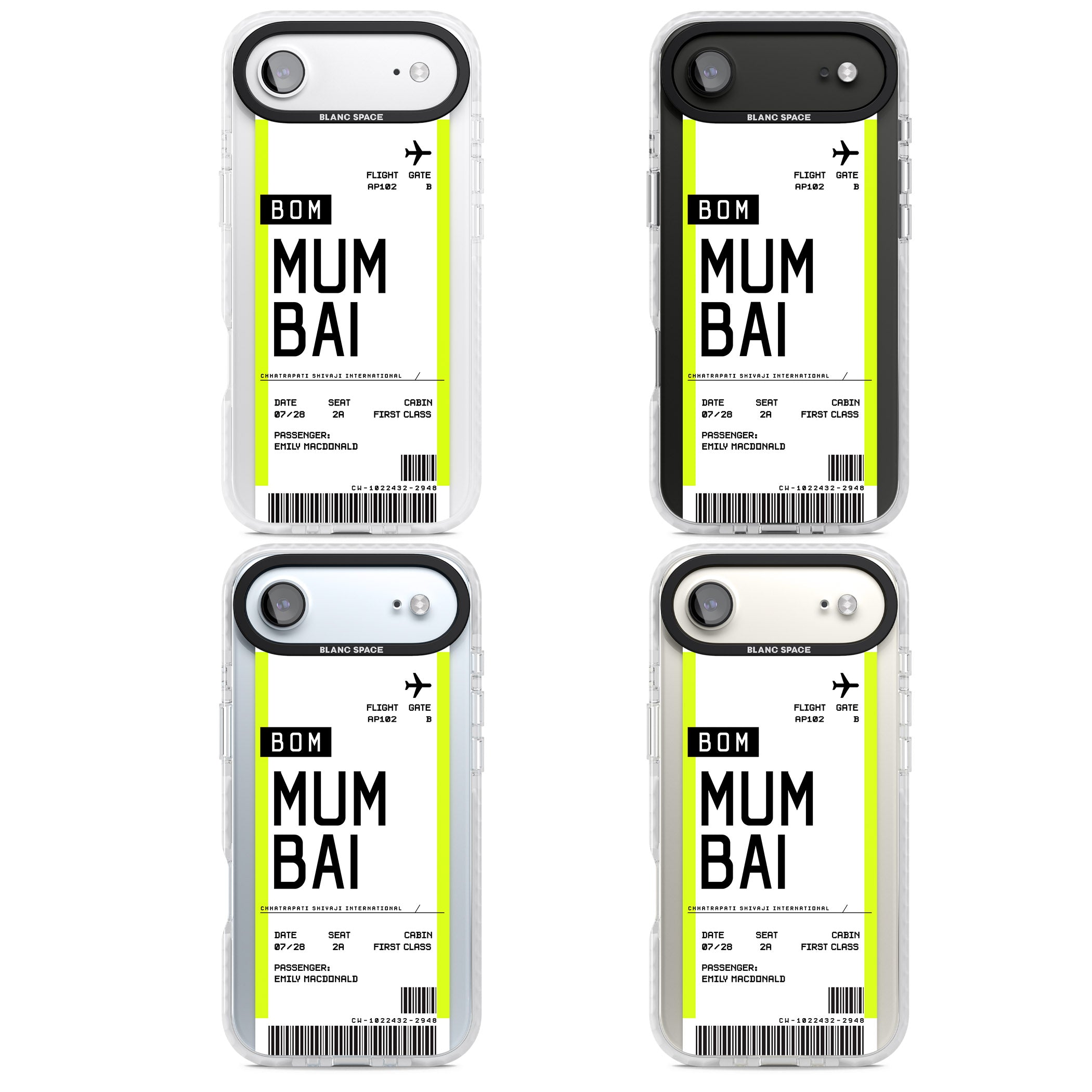 Personalised Mumbai Boarding Pass iPhone 17 Air Impact Clear Phone Case APT Impact Protection