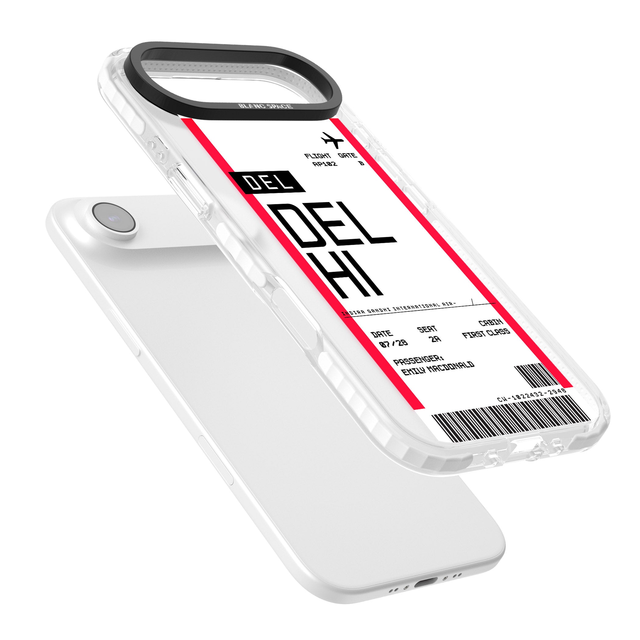 Personalised Delhi Boarding Pass iPhone 17 Air Impact Clear Phone Case Colours