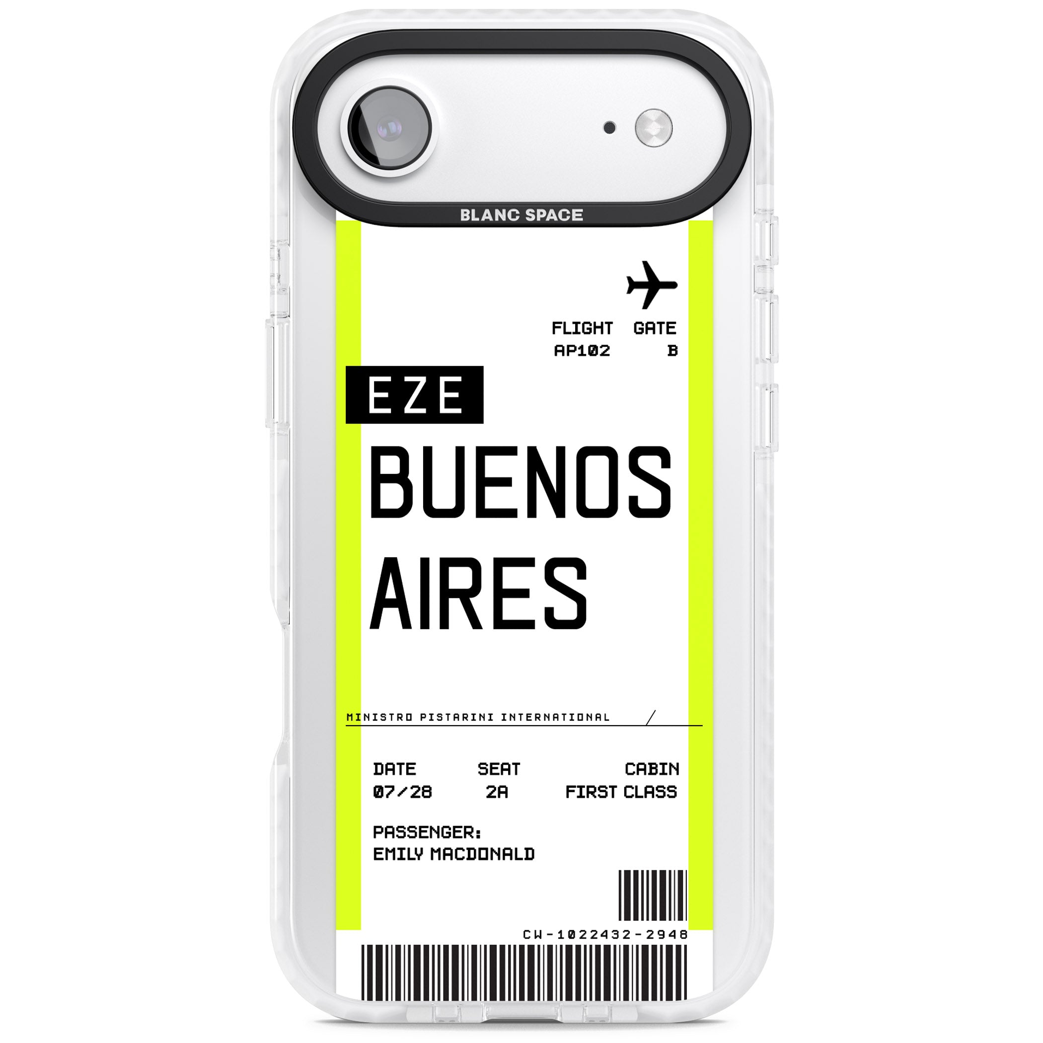 Personalised Buenos Aires Boarding Pass iPhone 17 Air Impact Clear Phone Case