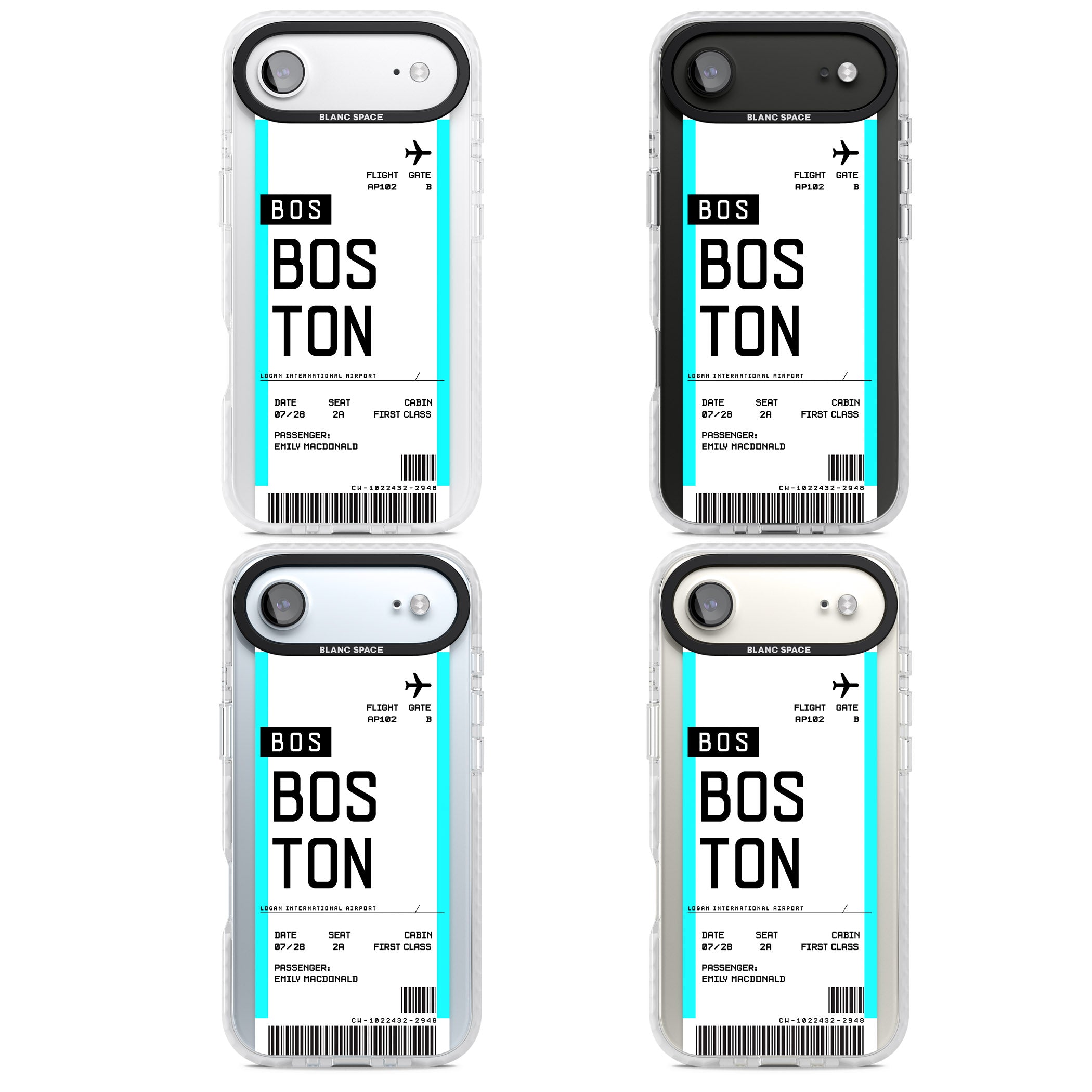 Personalised Boston Boarding Pass iPhone 17 Air Impact Clear Phone Case APT Impact Protection