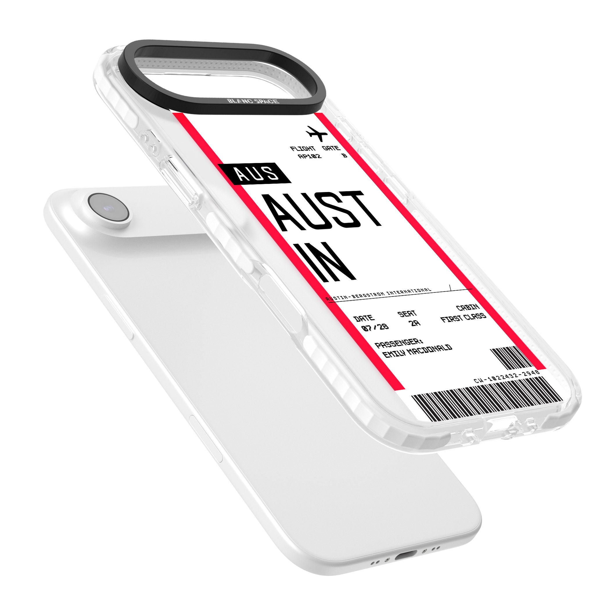 Personalised Austin Boarding Pass iPhone 17 Air Impact Clear Phone Case Colours