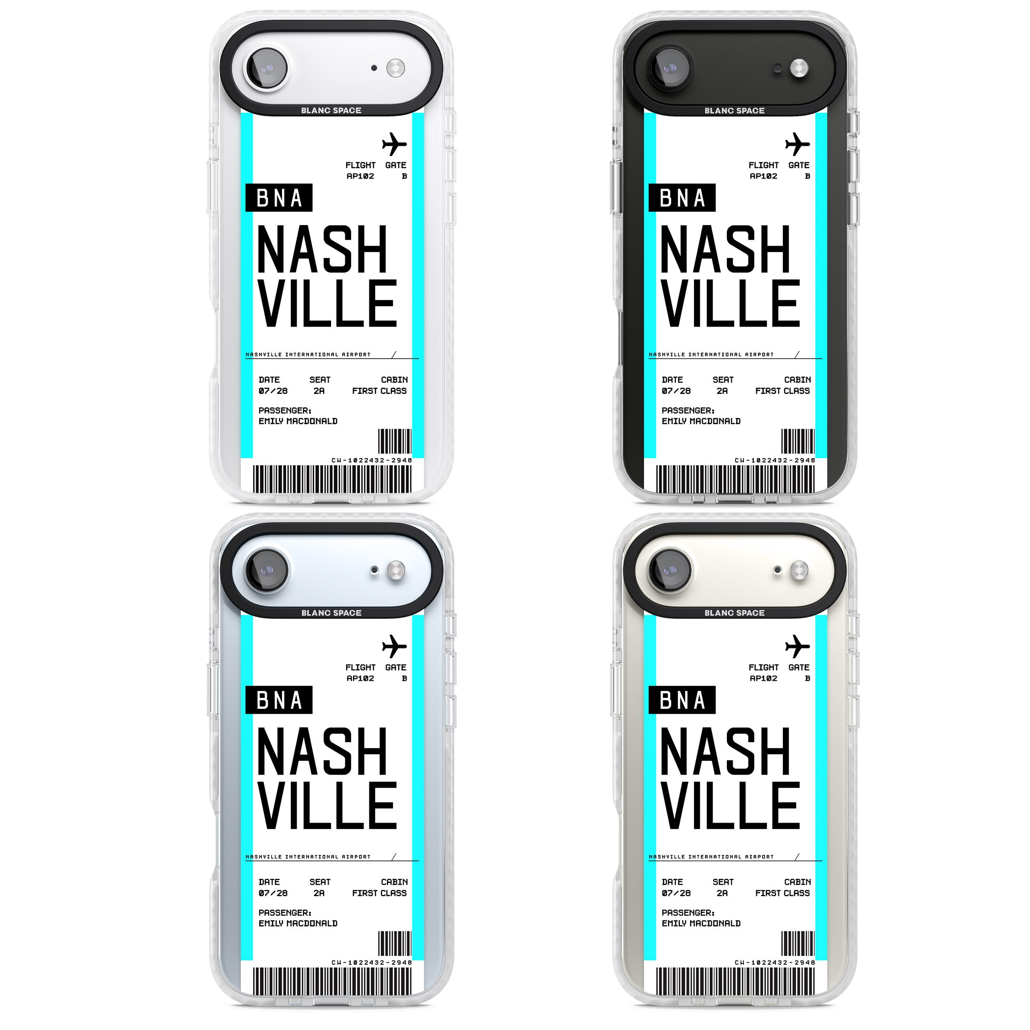 Personalised Nashville Boarding Pass iPhone 17 Air Impact Clear Phone Case APT Impact Protection