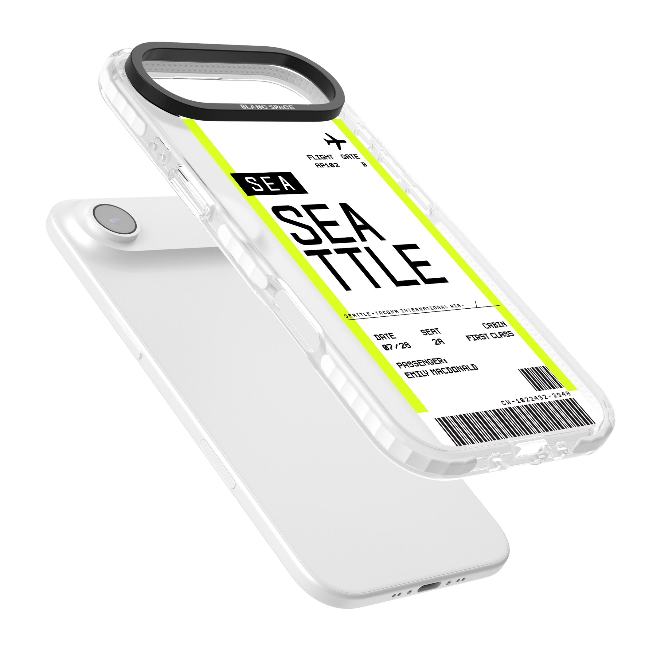 Personalised Seattle Boarding Pass iPhone 17 Air Impact Clear Phone Case Colours