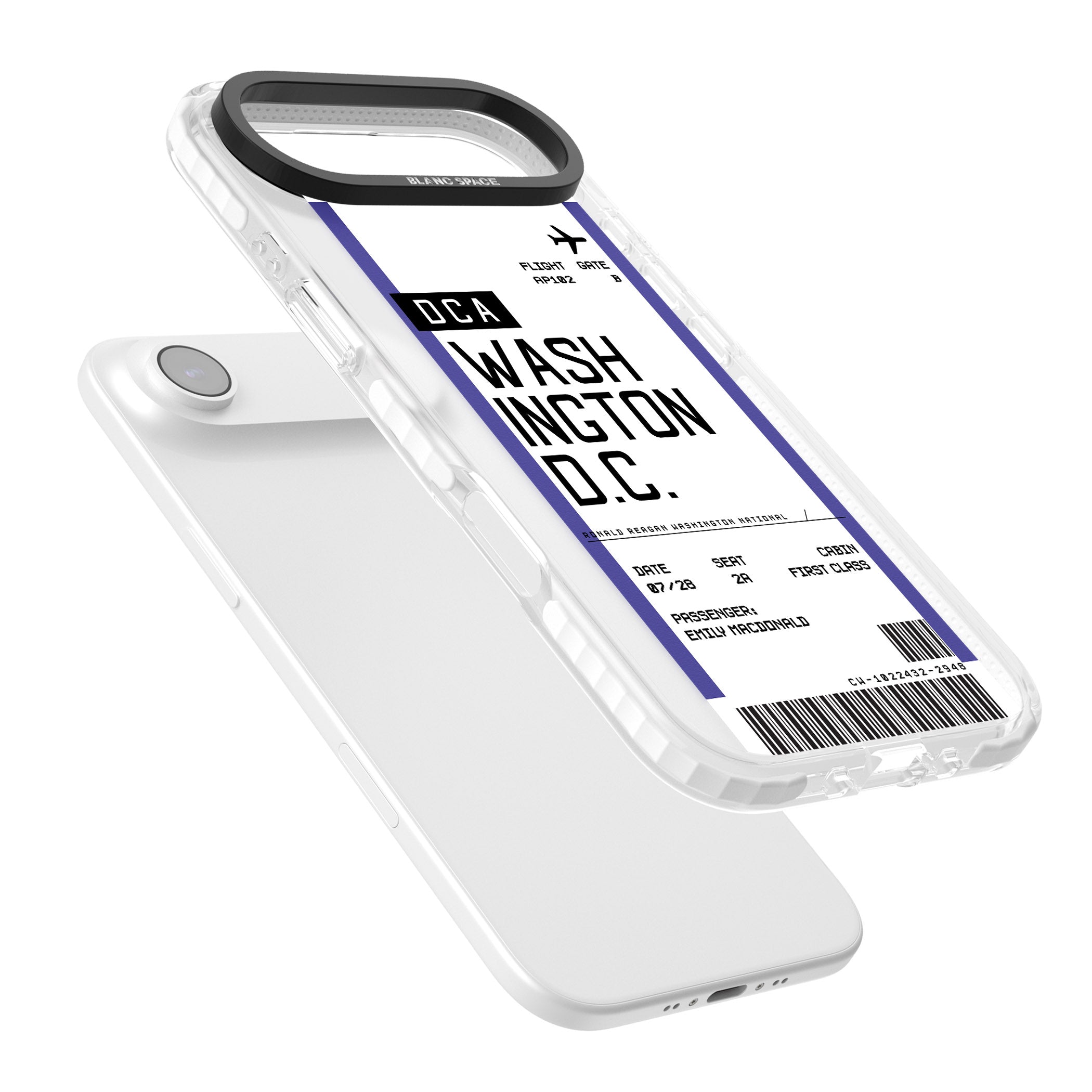 Personalised Washington D.C. Boarding Pass iPhone 17 Air Impact Clear Phone Case Colours