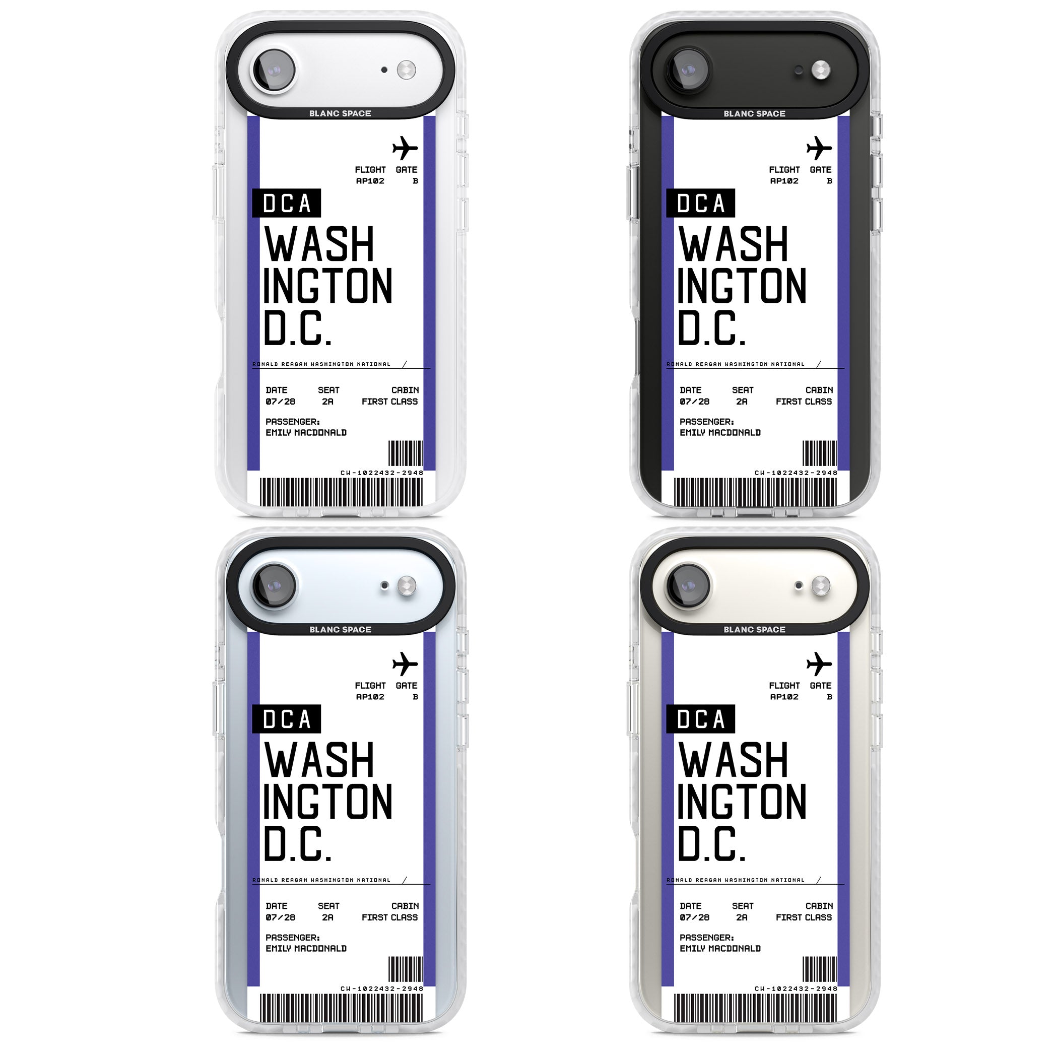 Personalised Washington D.C. Boarding Pass iPhone 17 Air Impact Clear Phone Case APT Impact Protection