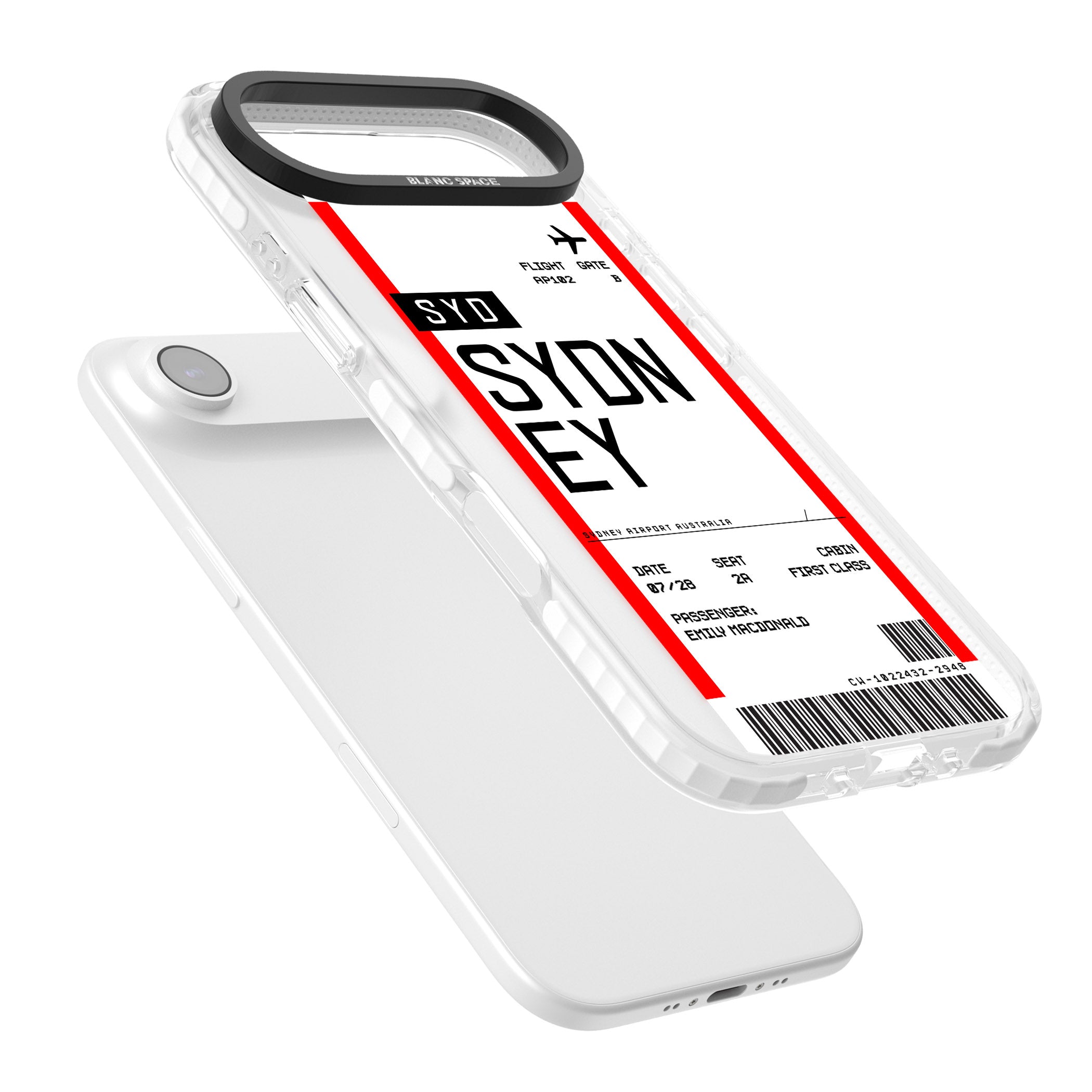 Personalised Sydney Boarding Pass iPhone 17 Air Impact Clear Phone Case Colours