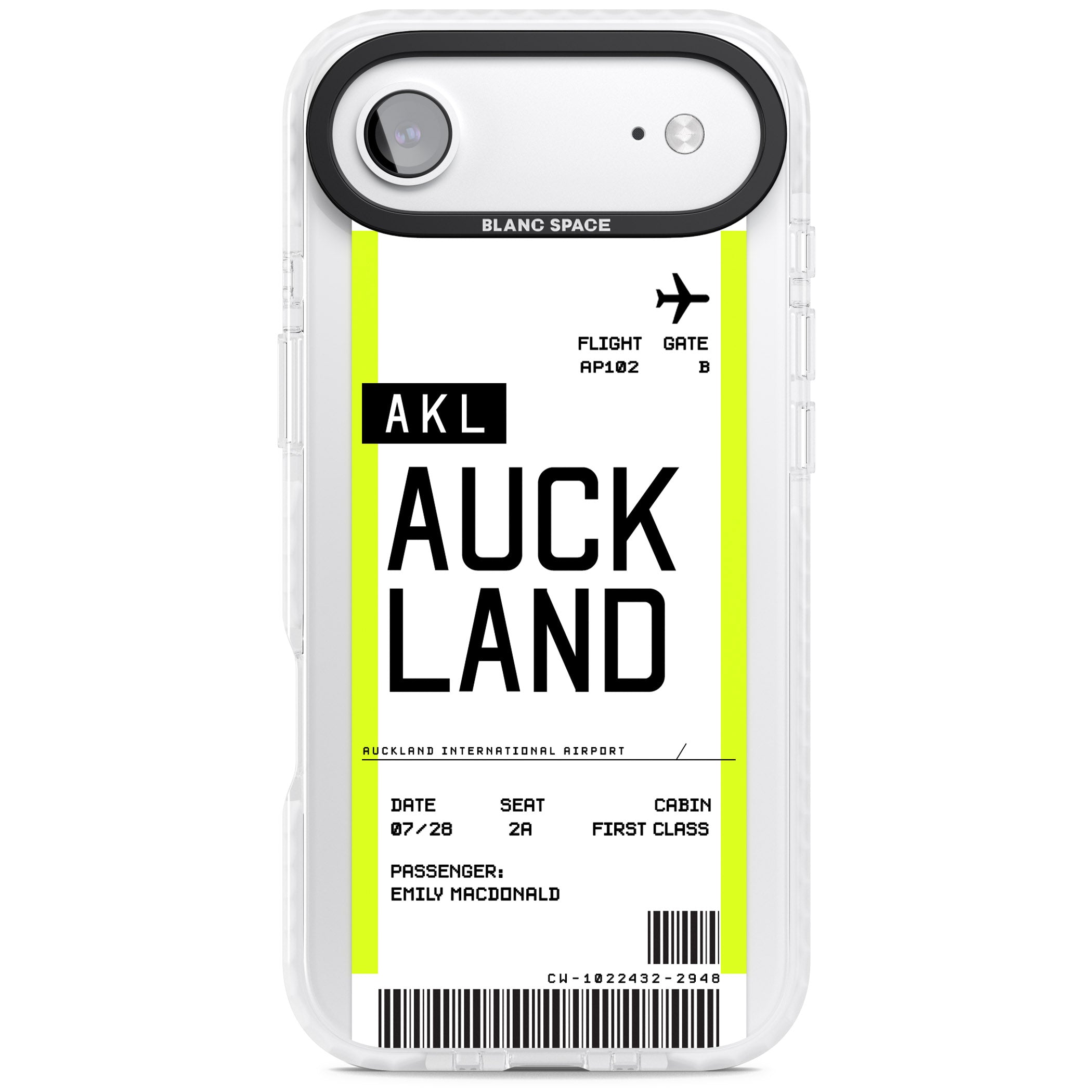 Personalised Auckland Boarding Pass iPhone 17 Air Impact Clear Phone Case