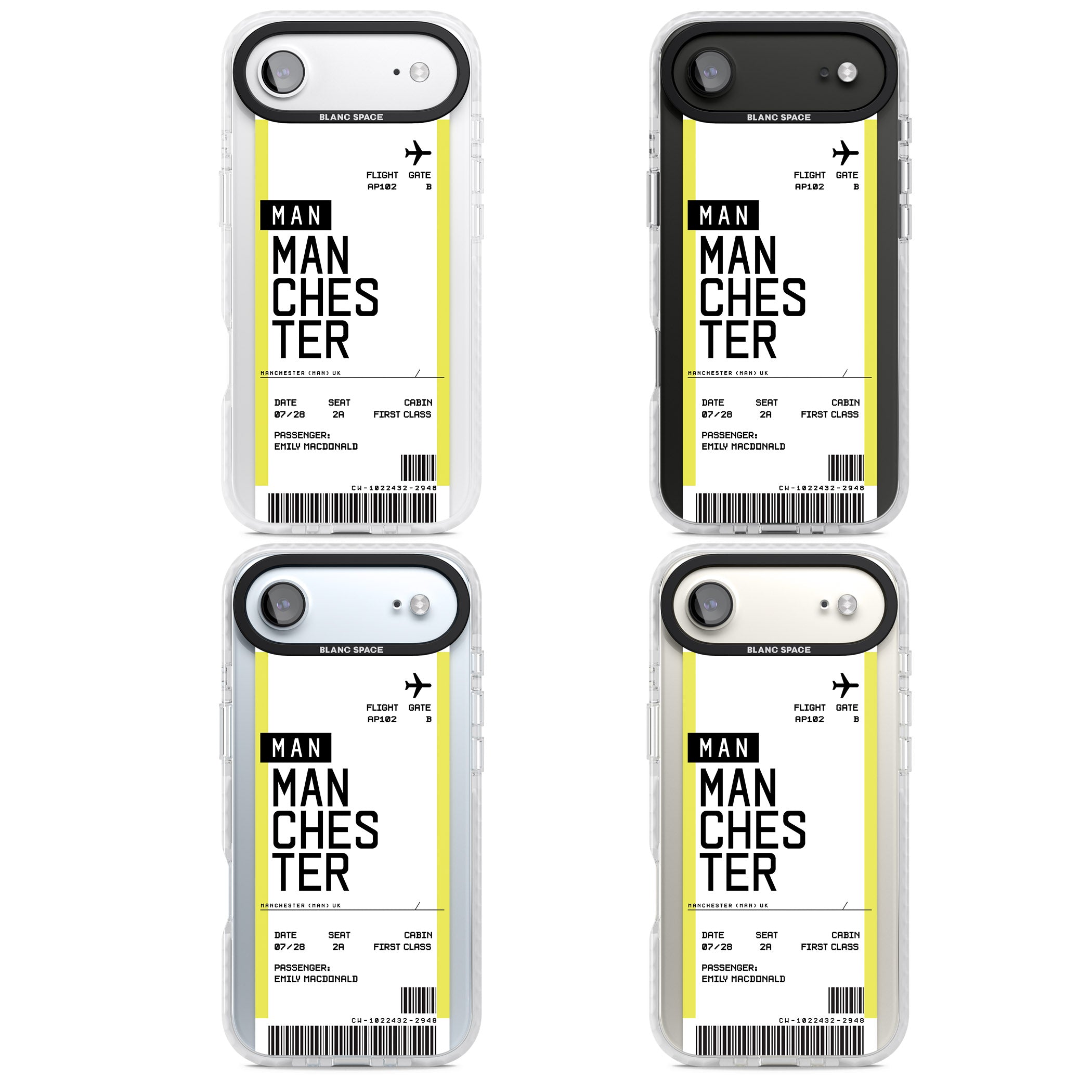 Personalised Manchester Boarding Pass iPhone 17 Air Impact Clear Phone Case APT Impact Protection
